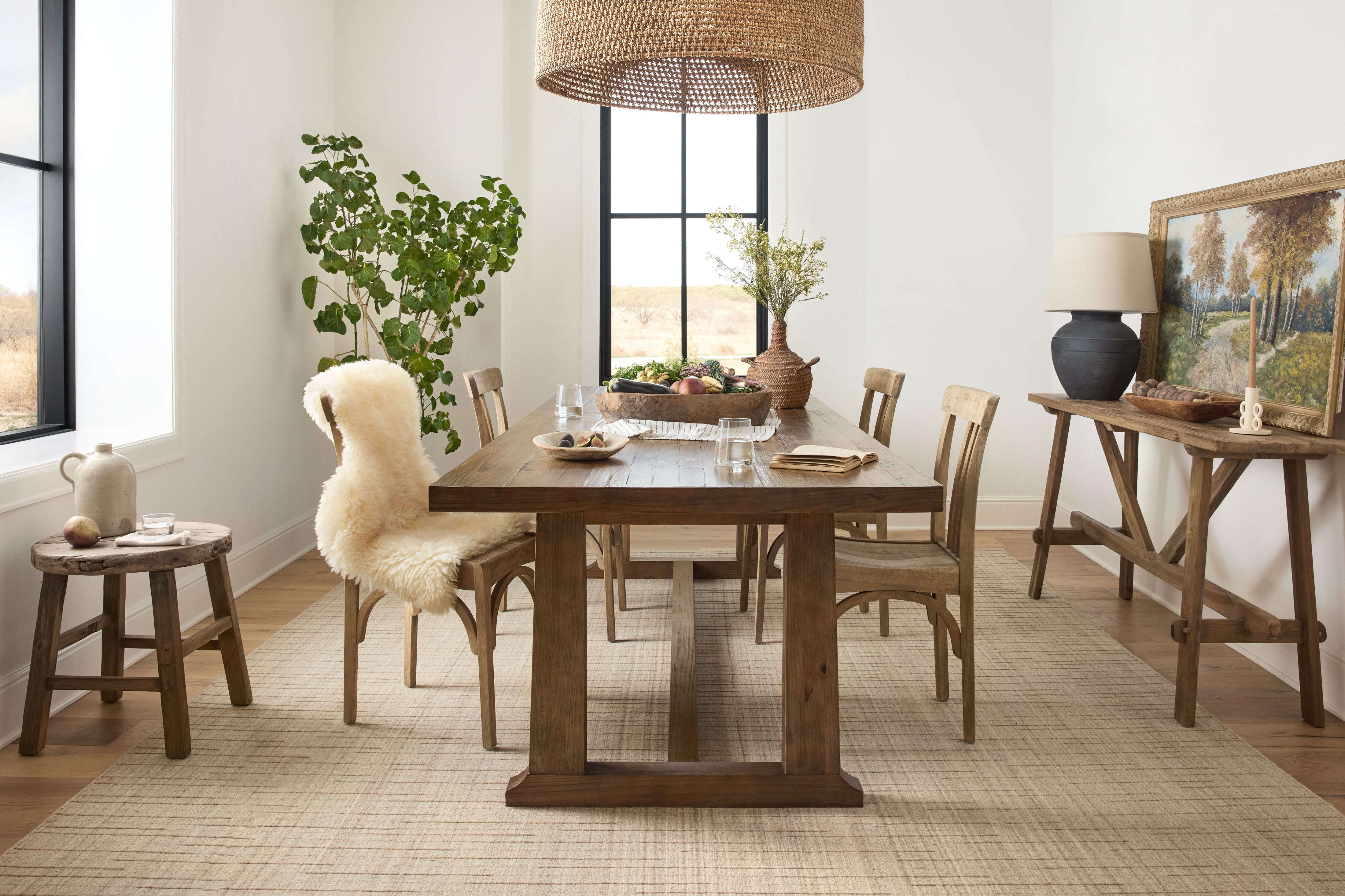 Brooks Collection area rug featuring minimalist linear texture, blended wool, cotton, and polyester, in a refined, modern style; Good Weave certified for ethical craftsmanship.
