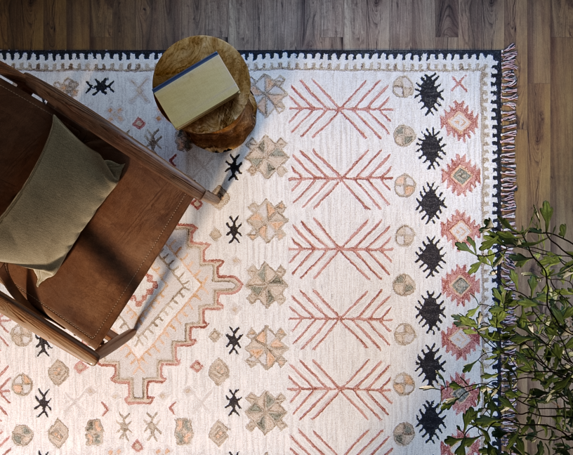 Modern Southwestern area rug from Momeni Tahoe Collection with tribal geometric pattern