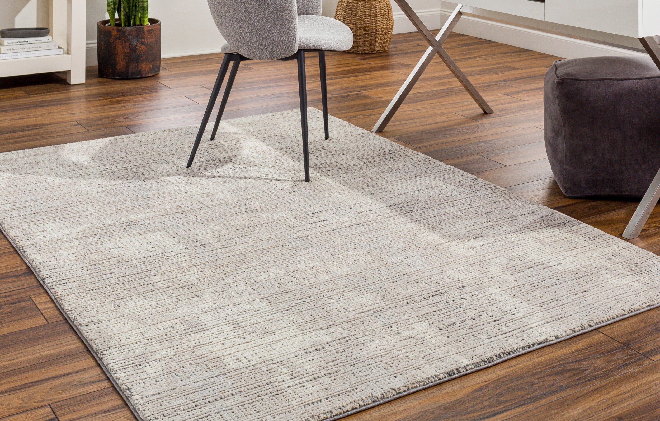 Livabliss Alder area rug made from recycled PET yarn, medium pile, machine-woven in Turkey, modern minimalist, eco-friendly, ideal for high-traffic spaces