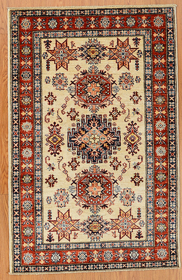 Hand Knotted Kazak 100% Wool Area Rug