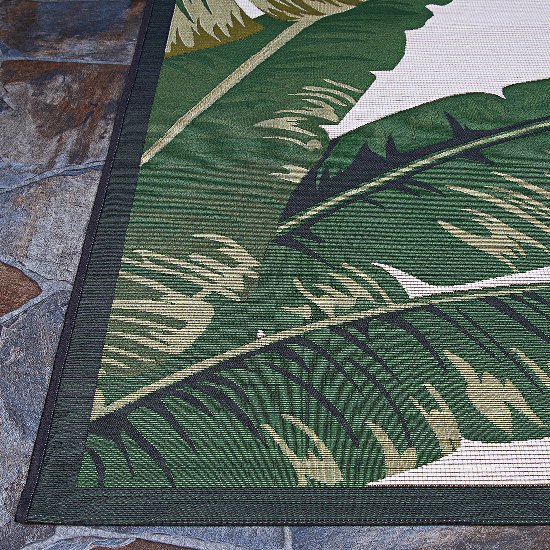 Couristan Dolce Palm Lily 7506-0004 Hunter Green Area Rug