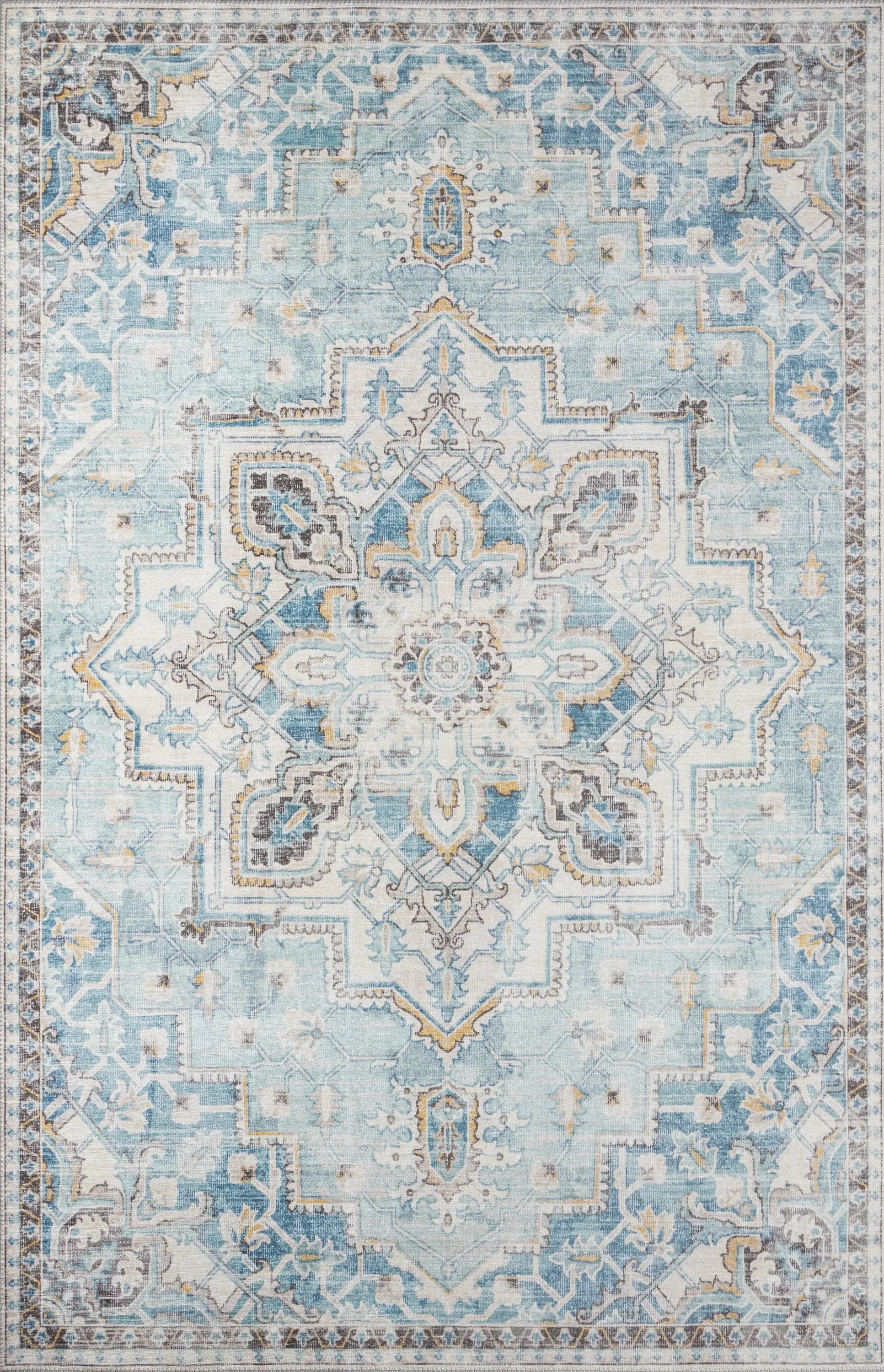 Afshar AFS32 Light-Blue Area Rug by Momeni