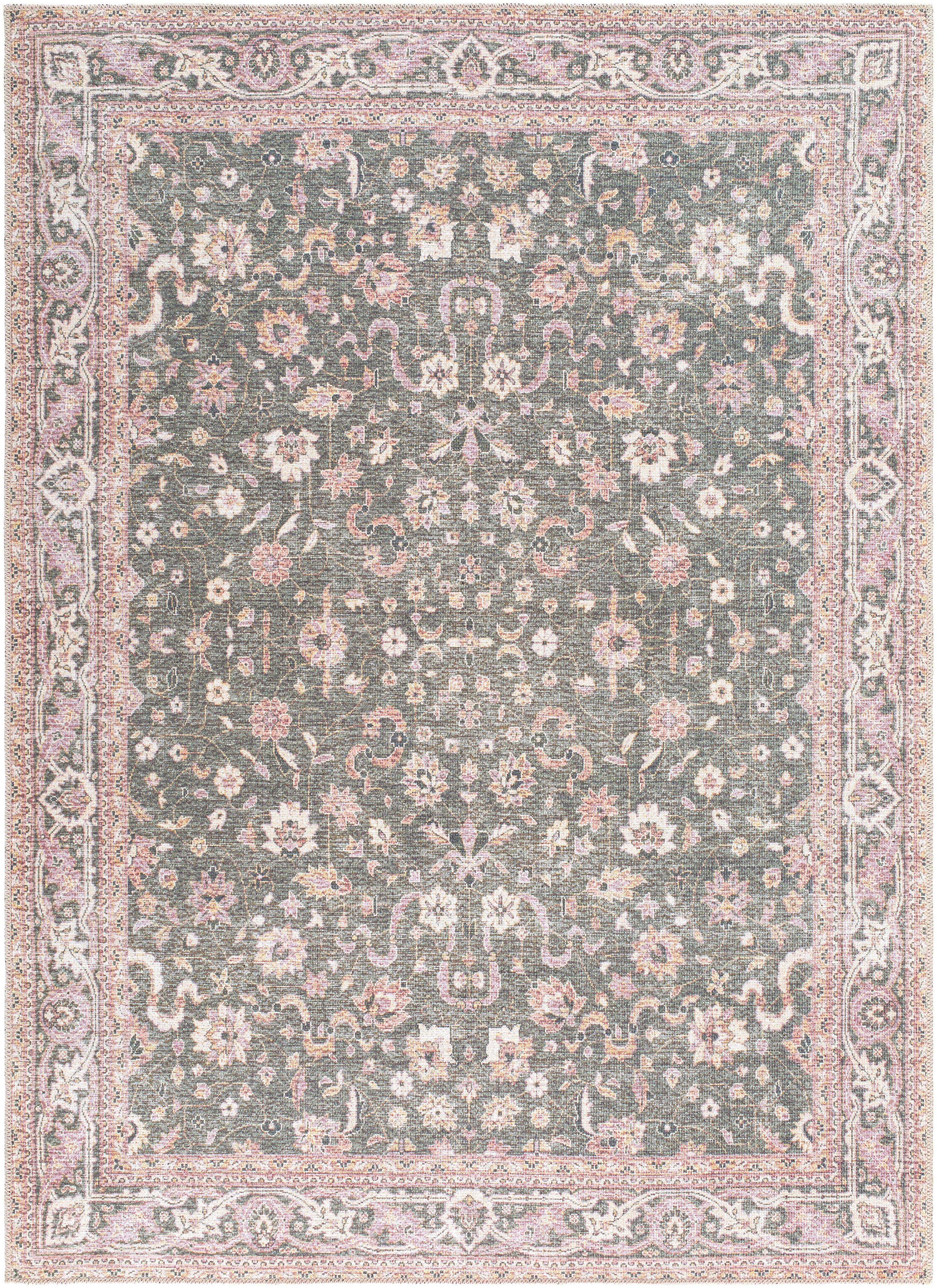 Surya Amelie AML-2392 Medium Green Machine Washable Area Rug by LIVABLISS