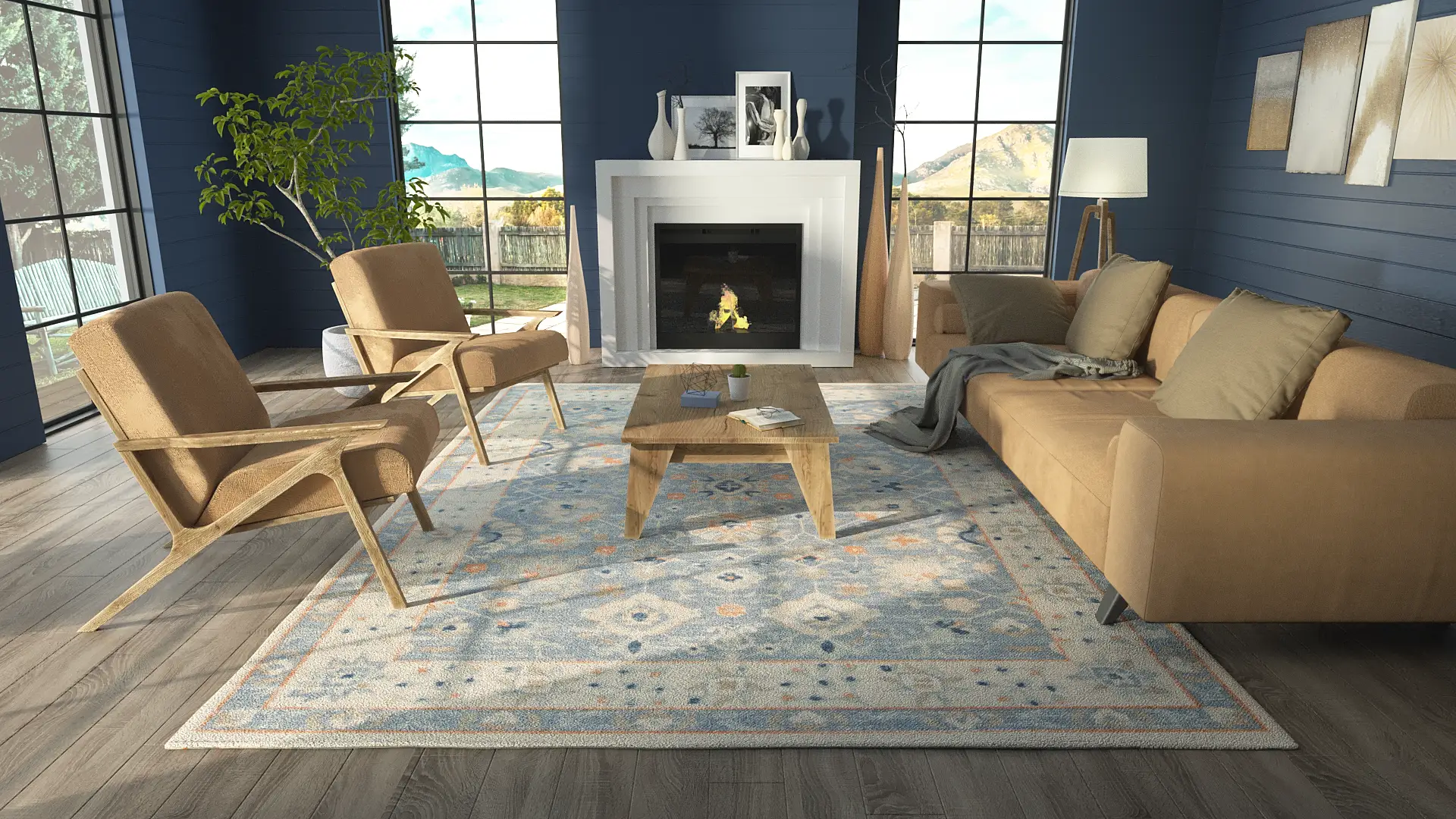 Anatolia ANA-8 Blue Area Rug by Momeni