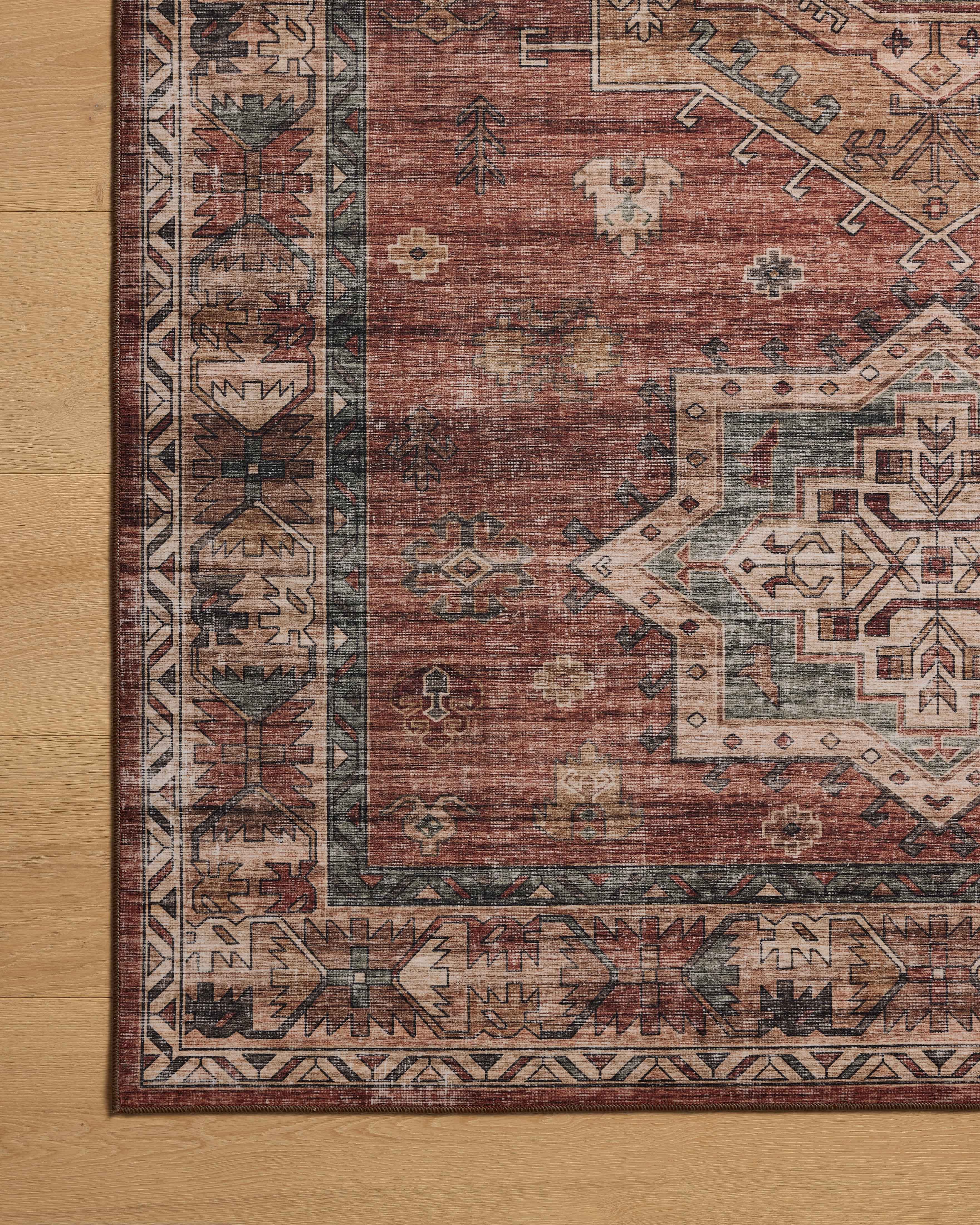 The Anniston ANS-04 Spice / Multi Area Rug showcases spirited spice and vibrant multi-toned tones in a power-loomed polyester area rug with traditional and distressed style