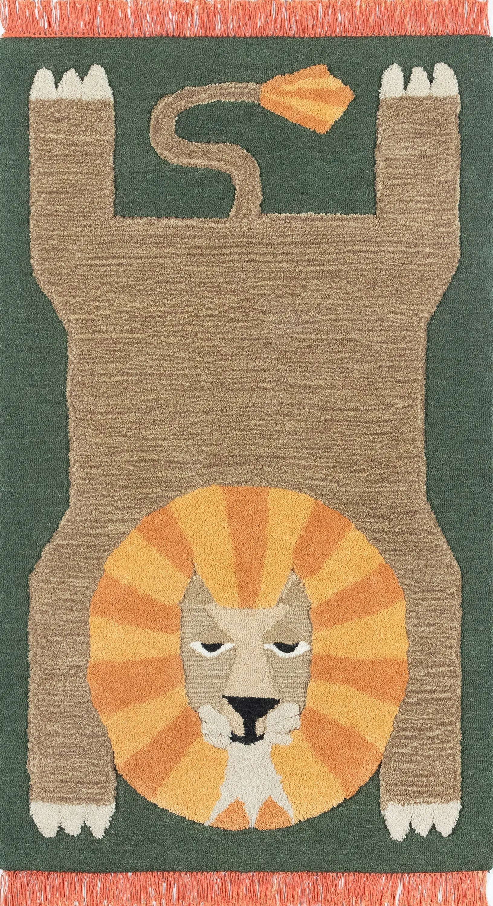 Atticus ATC-1 (Lion) Green Area Rug by Novogratz by Momeni