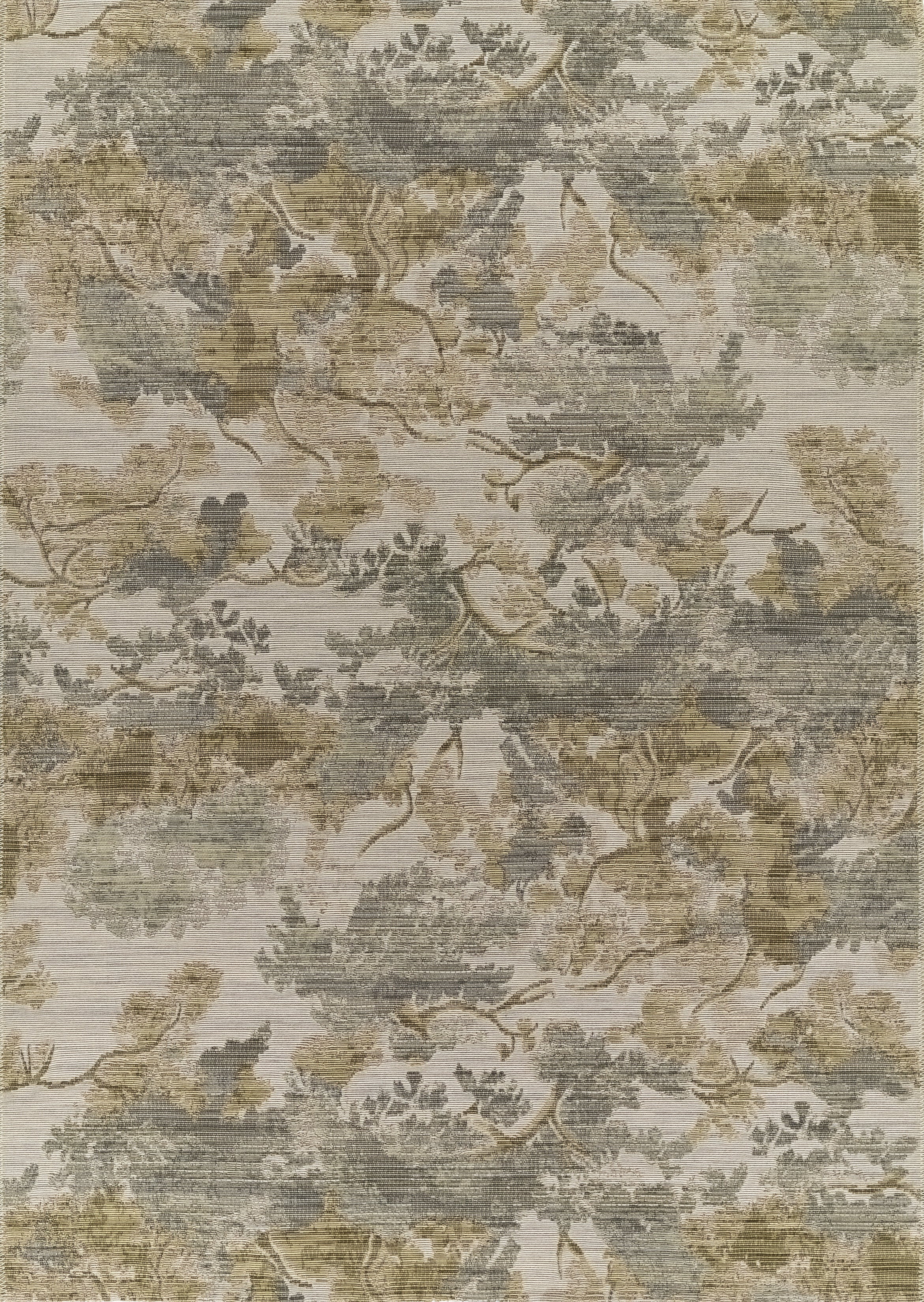 Barron BRN-1 Multicolor Area Rug with geometric patterns in muted earth tones, wool-cotton blend