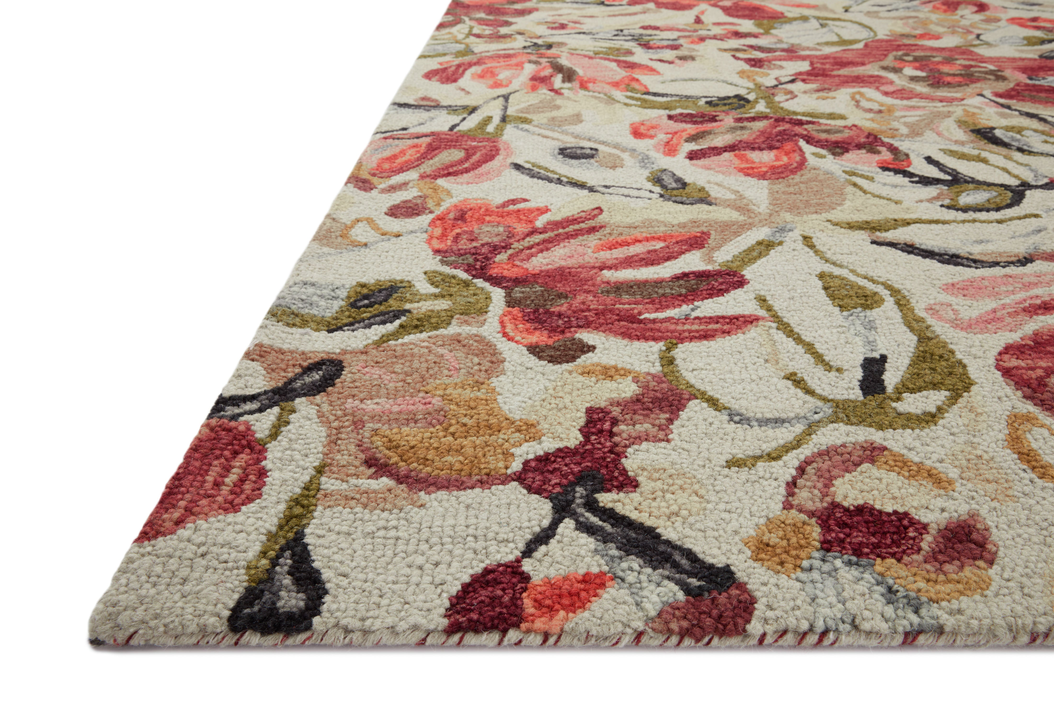 Loloi Belladonna BLM-01 Ivory / Raspberry Area Rug