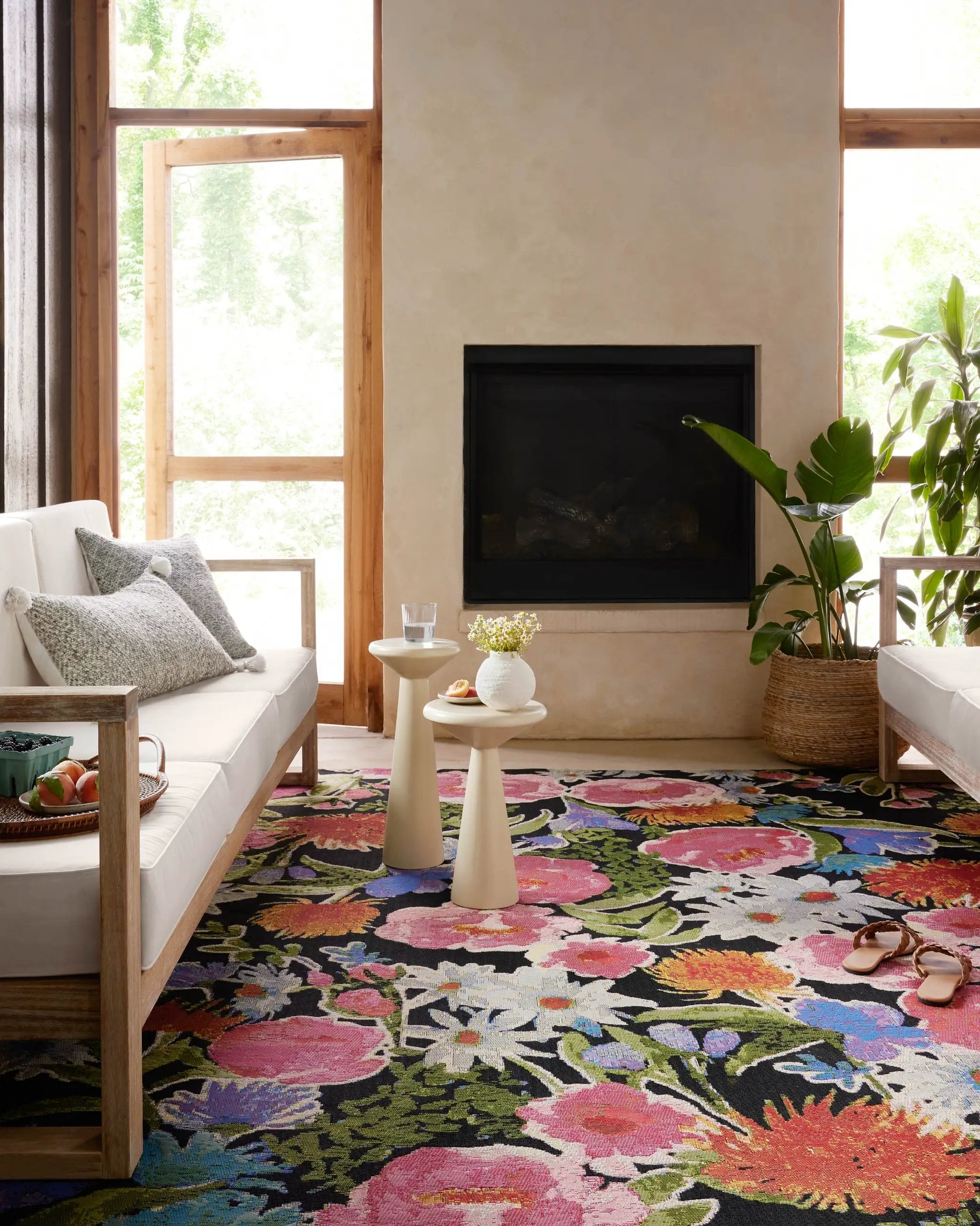 Botanical BOT-01 Black / Multi Area Rug by Loloi