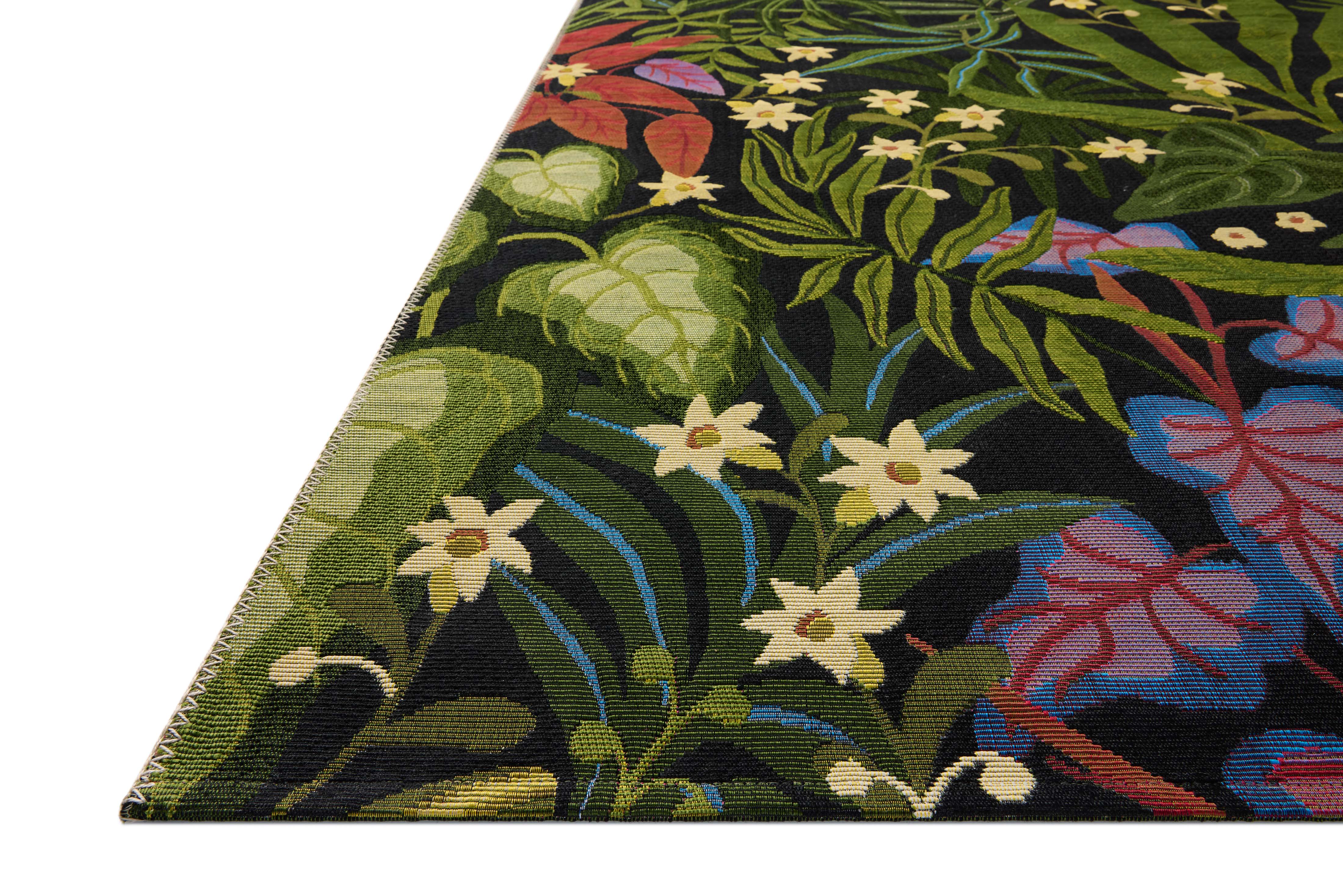 The Botanical BOT-06 Onyx / Multi Area Rug brings bold onyx and vibrant multi-toned character and vintage and botanical flair to your home in a power-loomed area rug
