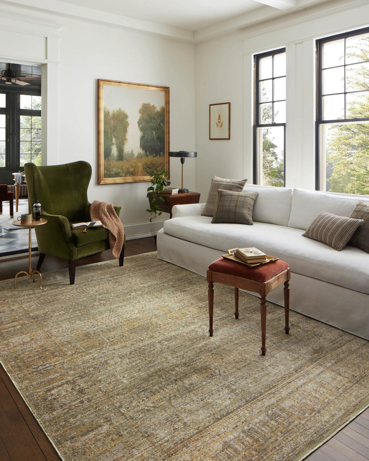 Bradbury BRU-02 Dove / Gold Area Rug by Jean Stoffer x Loloi