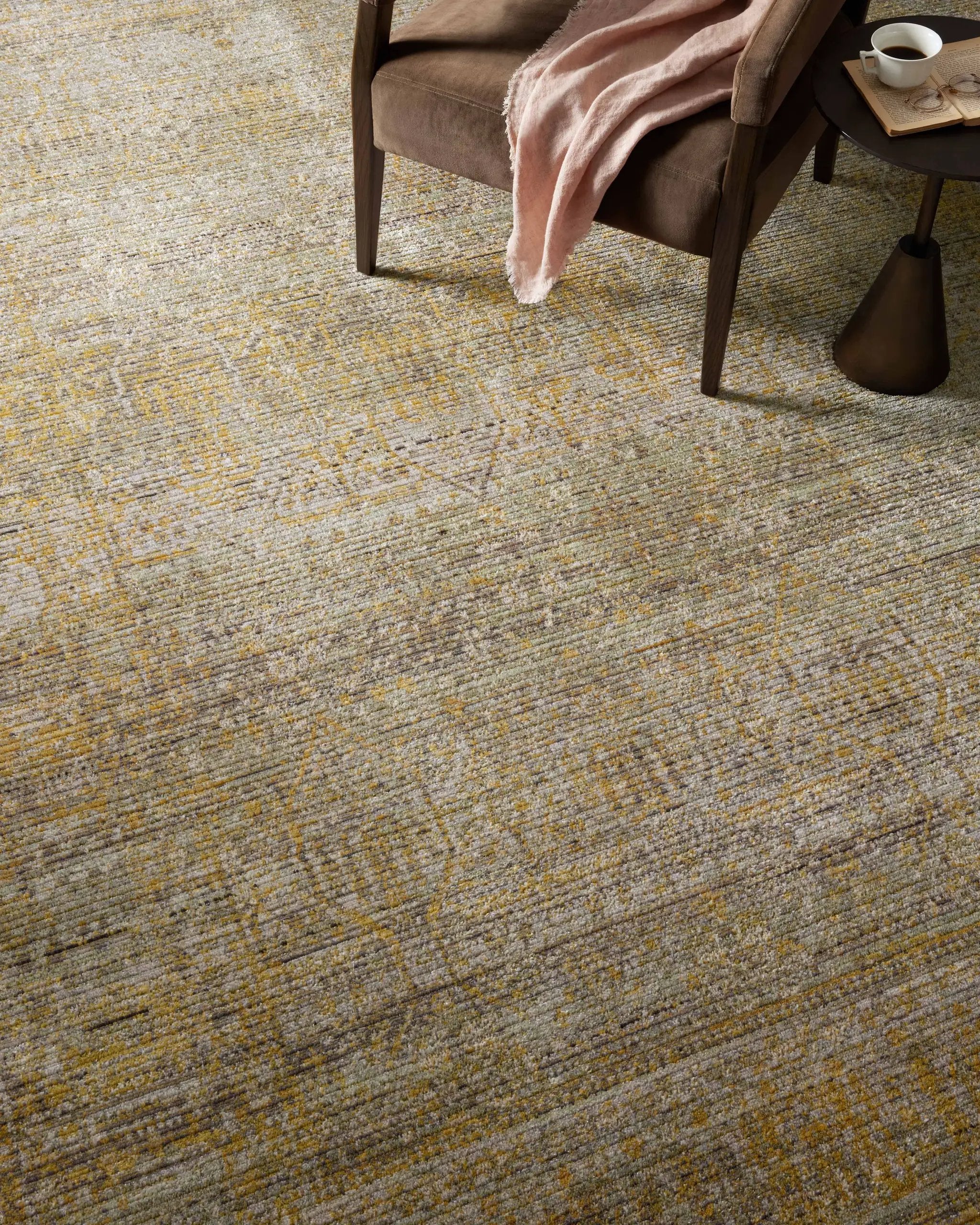 Bradbury BRU-02 Dove / Gold Area Rug by Jean Stoffer x Loloi