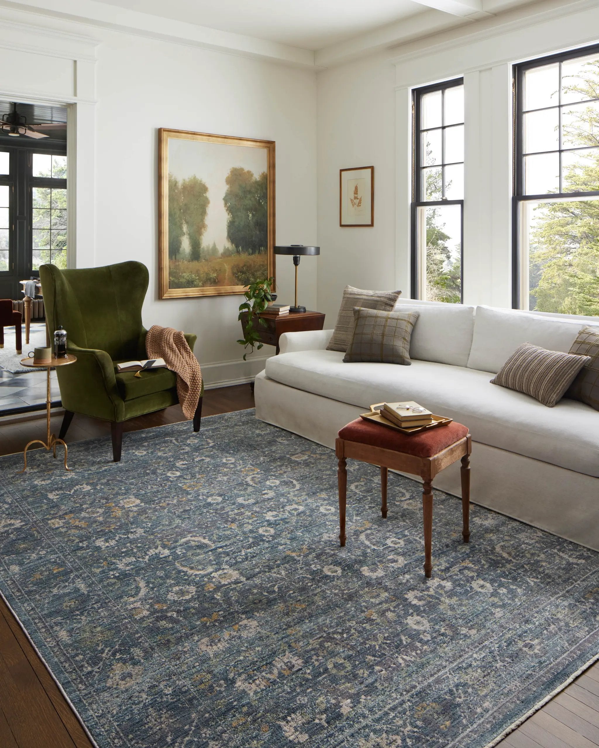 Bradbury BRU-03 Ocean / Gold Area Rug by Jean Stoffer x Loloi