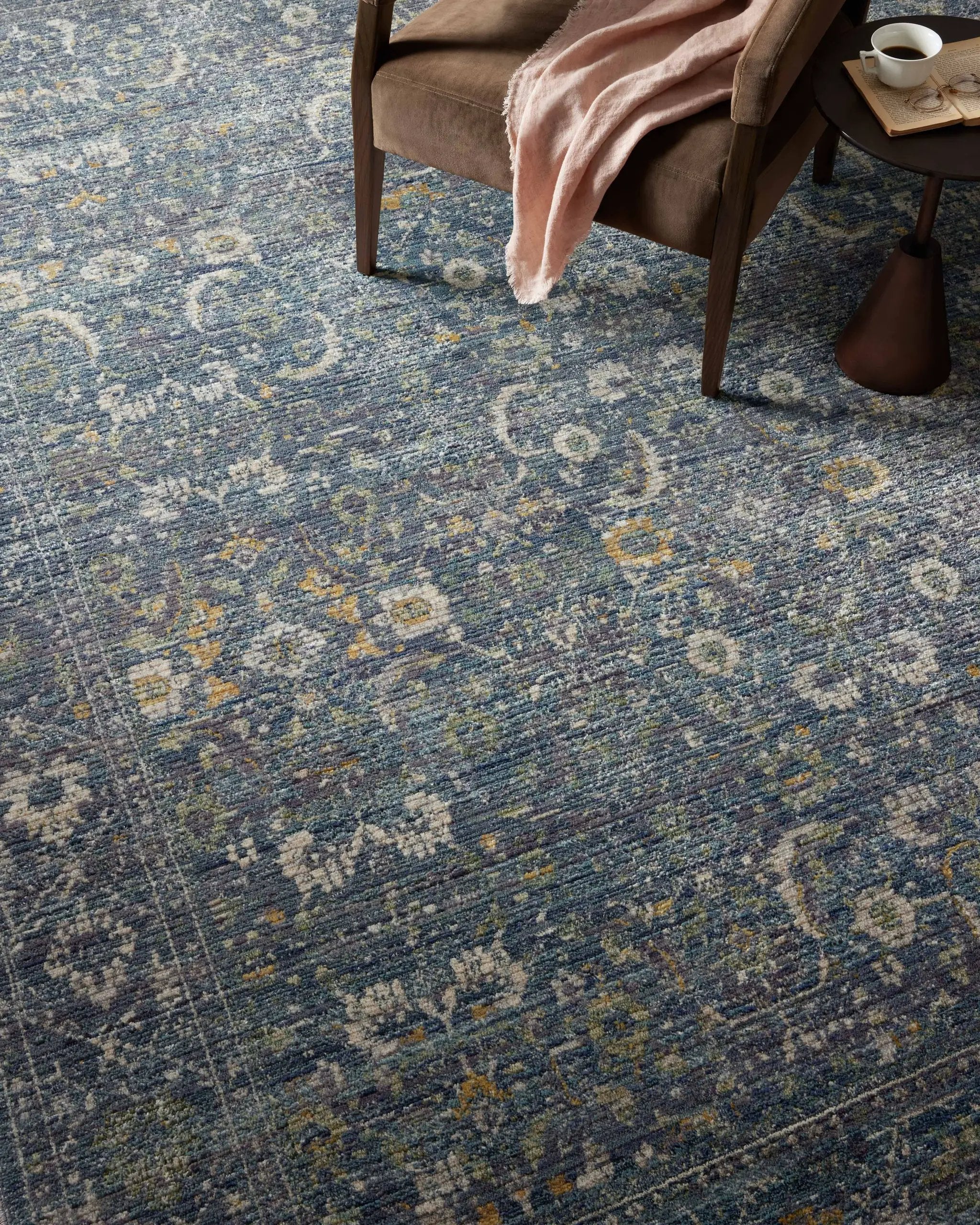 Bradbury BRU-03 Ocean / Gold Area Rug by Jean Stoffer x Loloi