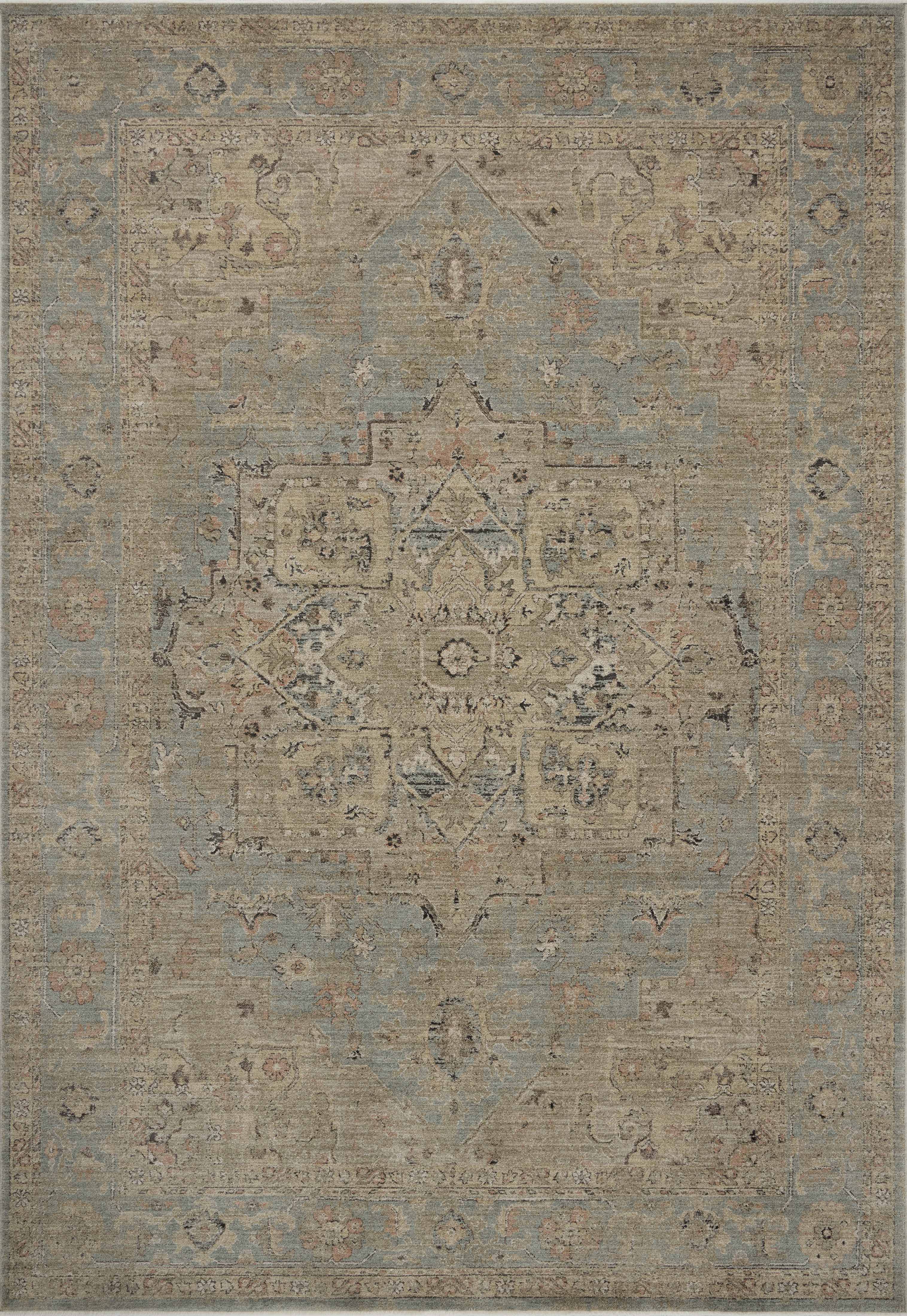 Finished in breezy sky-blue and lush moss tones with contemporary and traditional styling, the Briar BRR-01 Sky / Moss Area Rug is a power-loomed polyester area rug for modern living