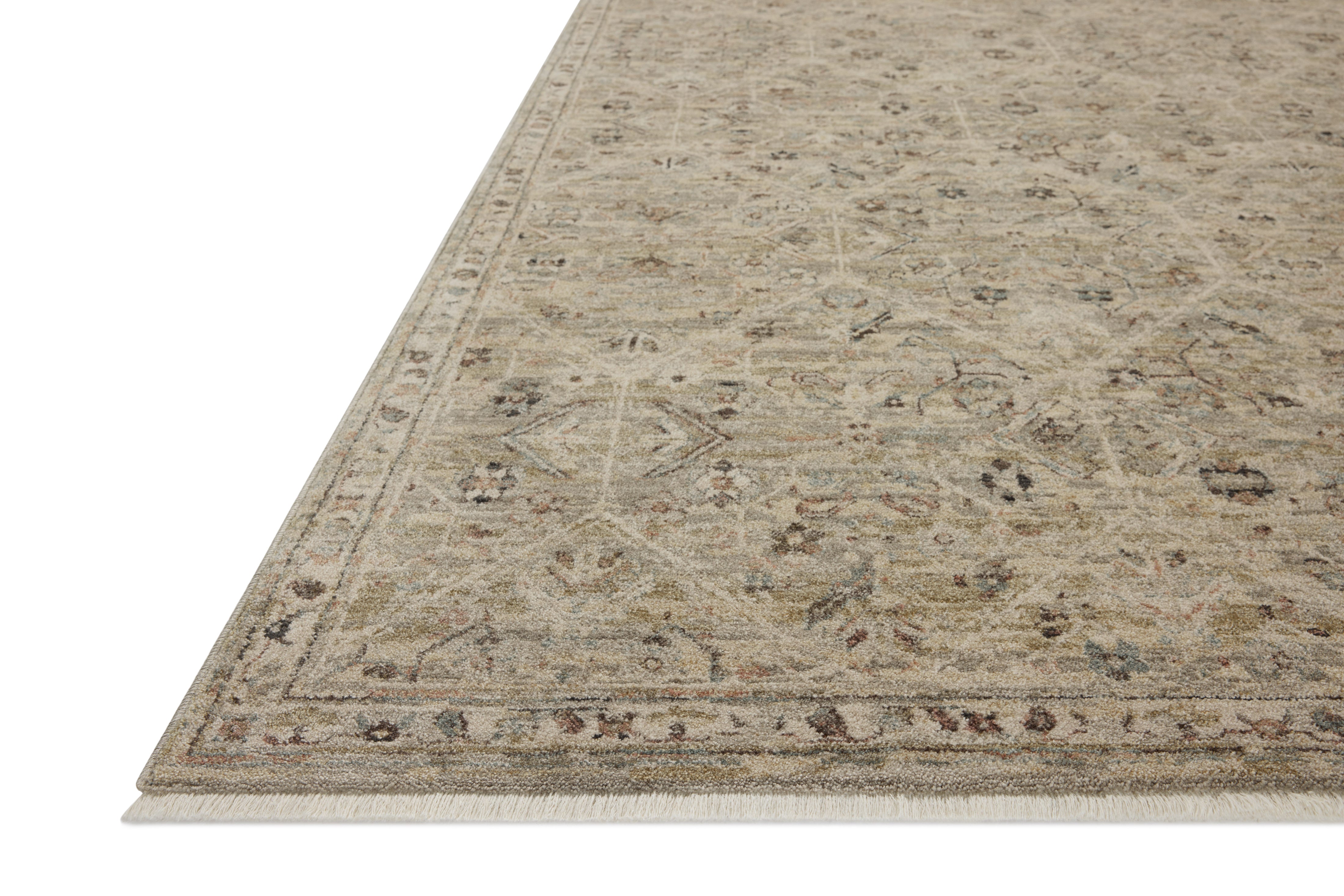 The Briar BRR-03 Silver / Moss Area Rug transforms any space with shimmering silver and lush moss tones and contemporary and traditional design in a power-loomed polyester area rug