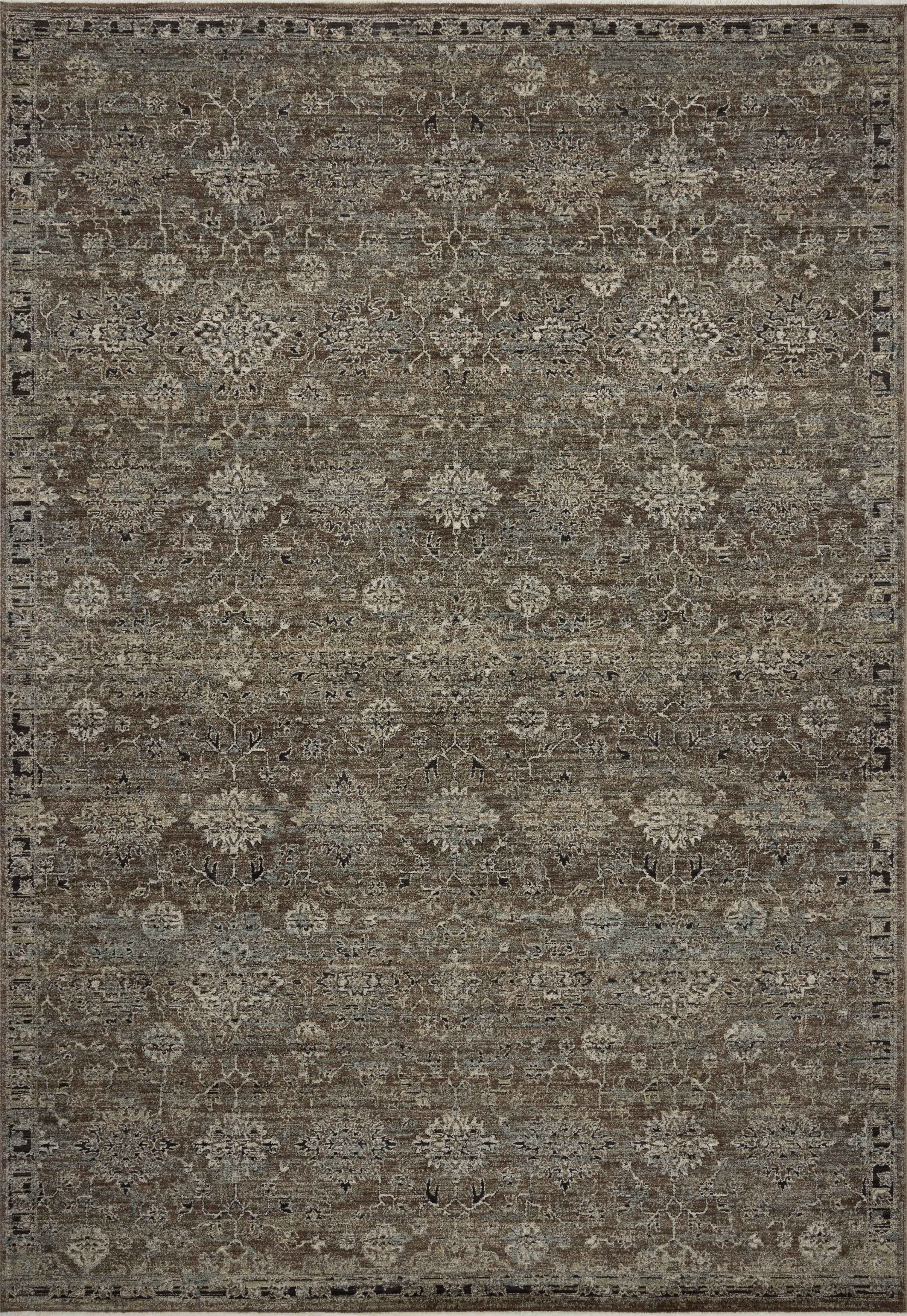 The Briar BRR-06 Bark / Lagoon Area Rug showcases grounded bark and tranquil lagoon tones in a power-loomed polyester area rug with contemporary and traditional style