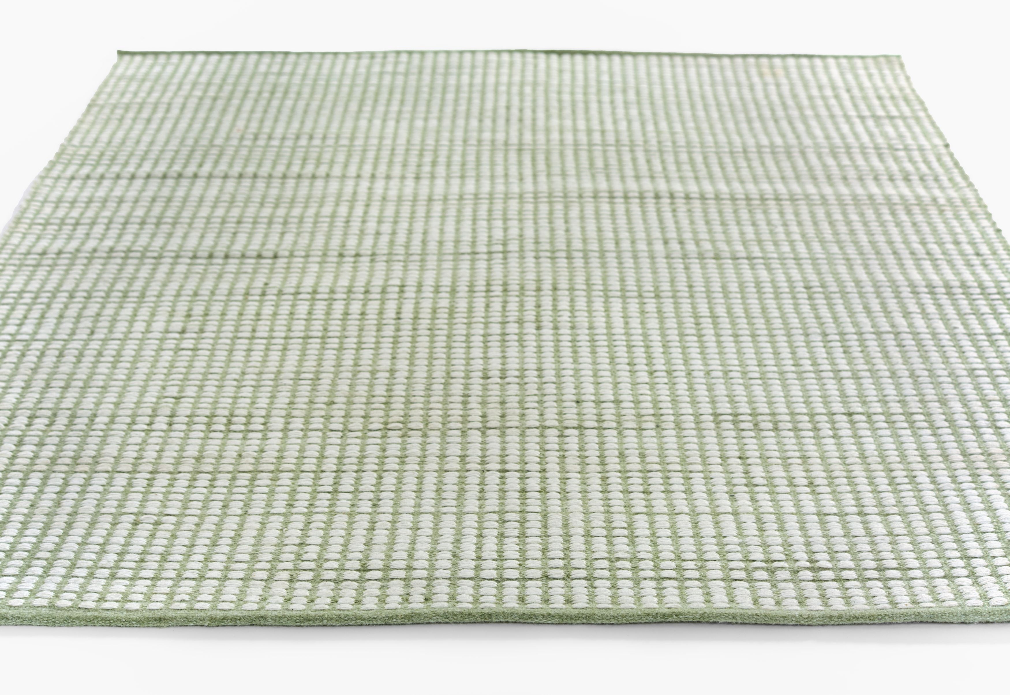 Caicos CAI-1 Green Area Rug, eco-friendly handwoven PET with geometric patterns