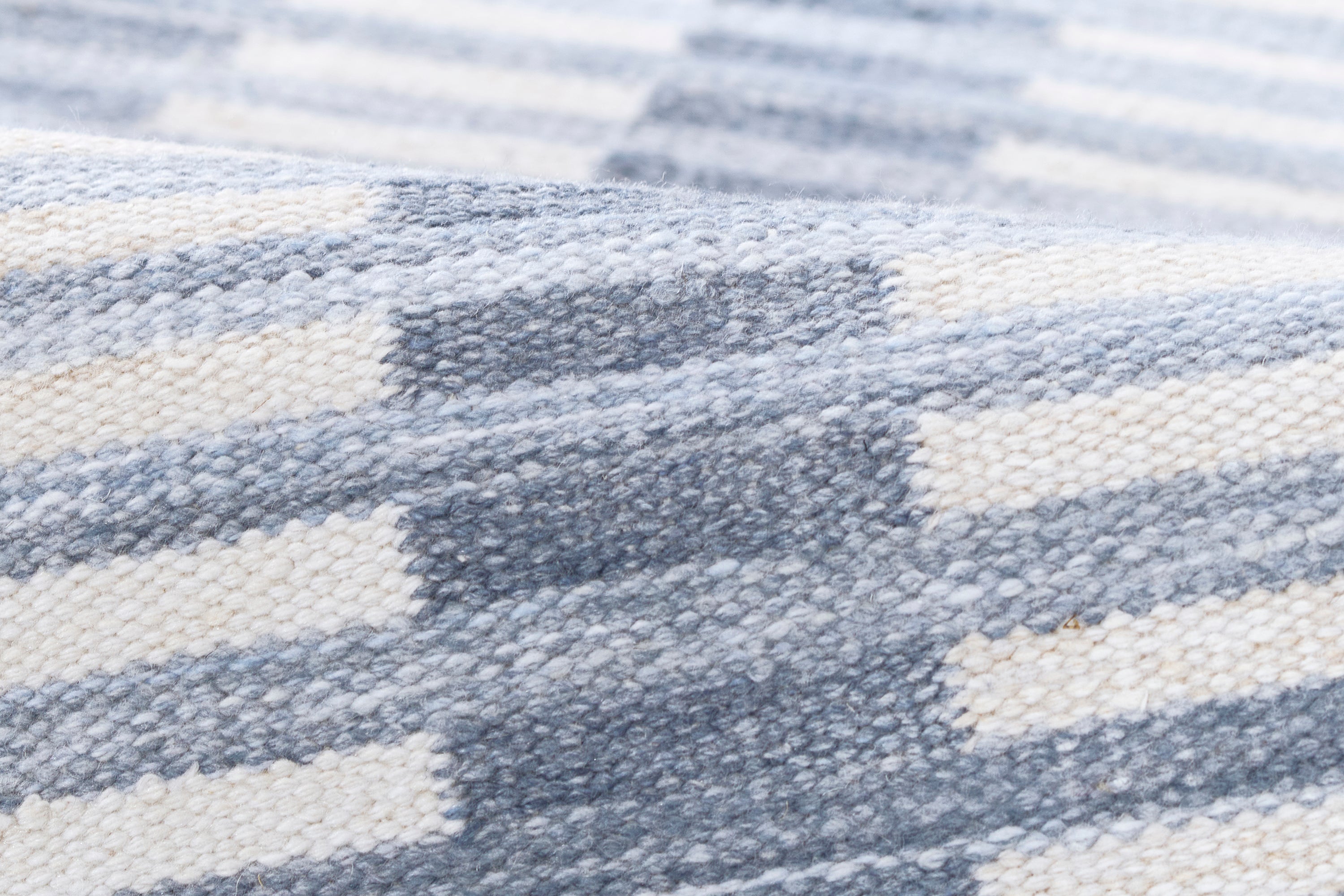 Caicos CAI-2 Blue Area Rug, handwoven sustainable PET with coastal geometric design