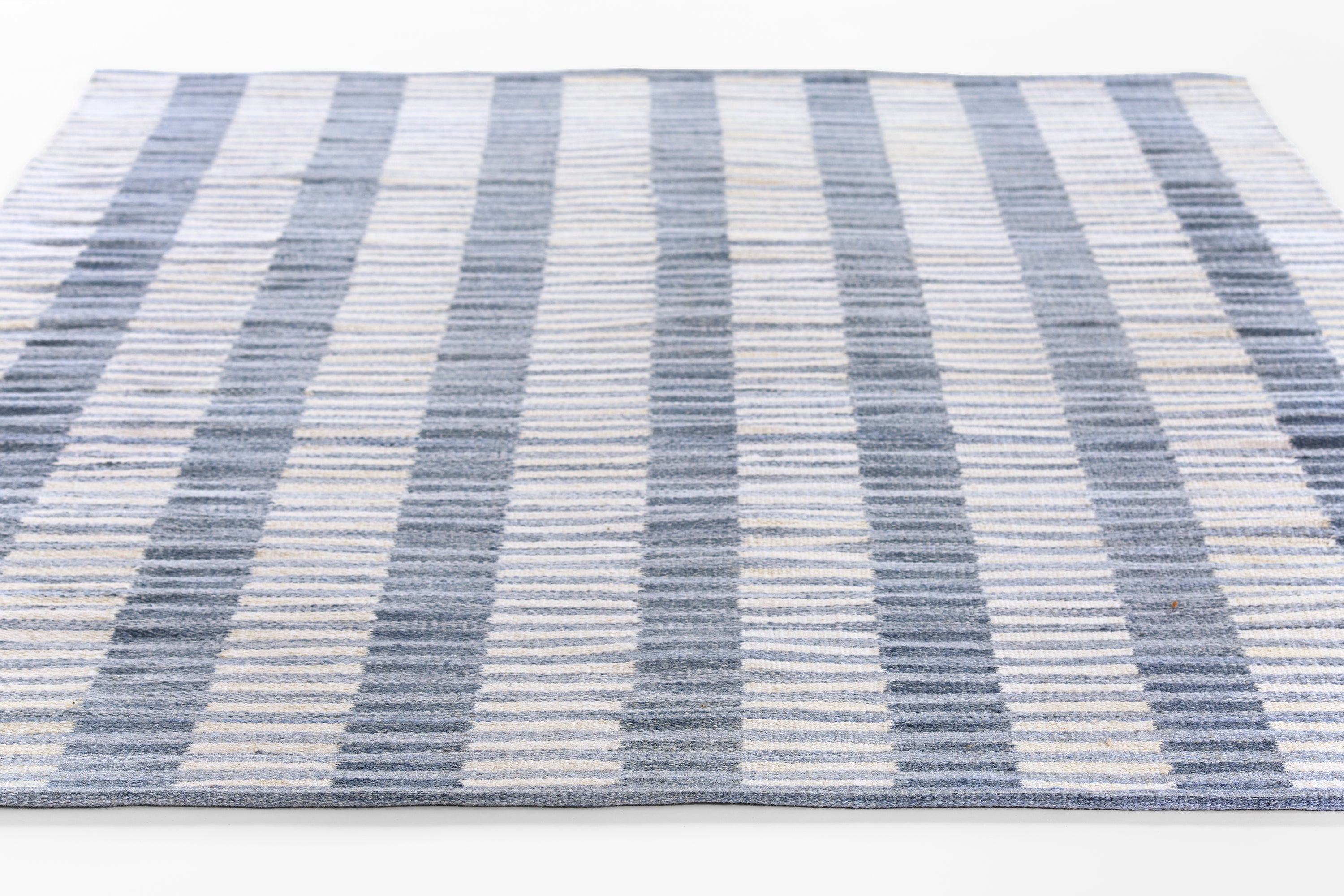 Caicos CAI-2 Blue Area Rug, handwoven sustainable PET with coastal geometric design