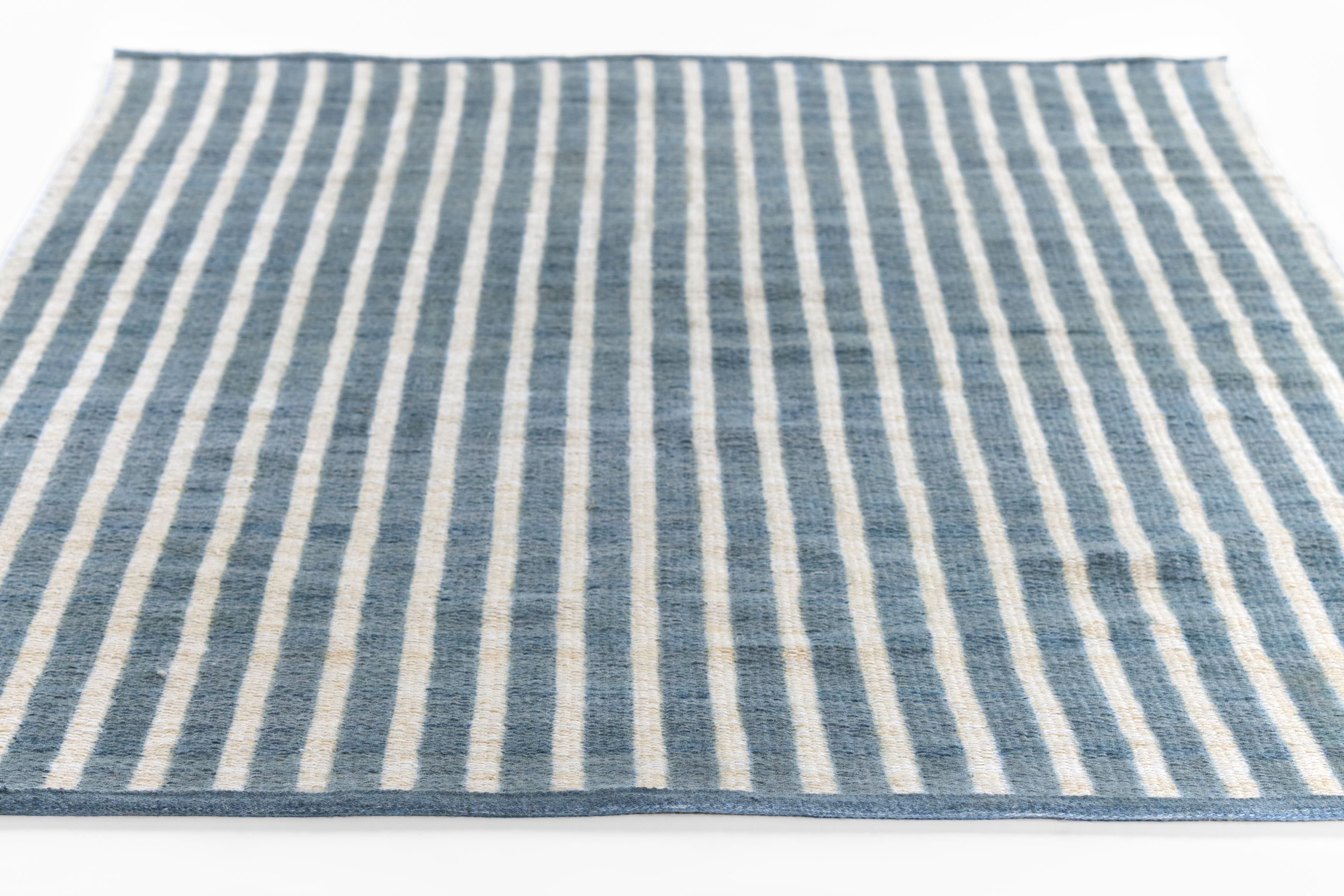 Caicos CAI-4 Blue Area Rug, eco-friendly PET fibers with modern geometric patterns