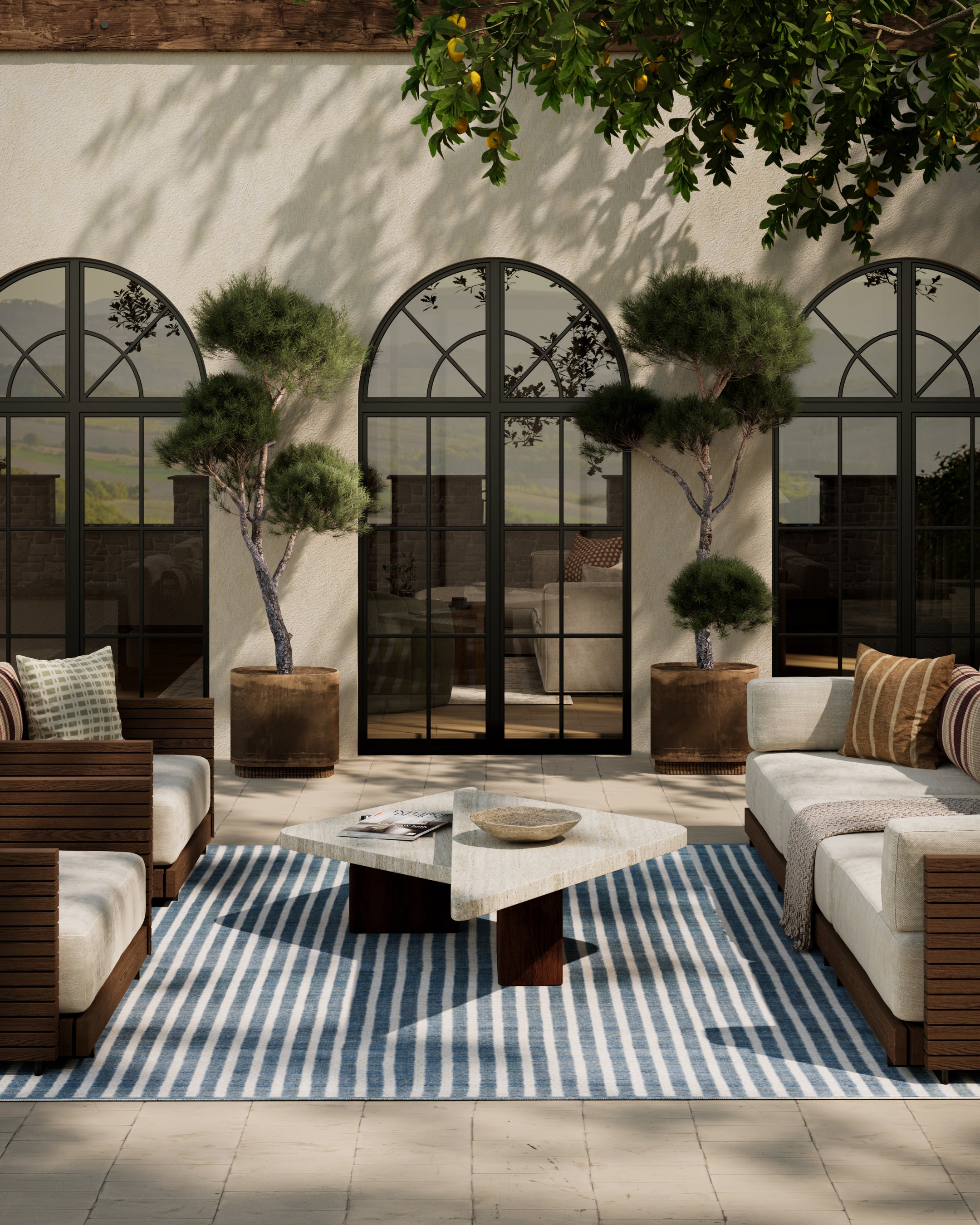 Caicos CAI-4 Blue Area Rug, eco-friendly PET fibers with modern geometric patterns