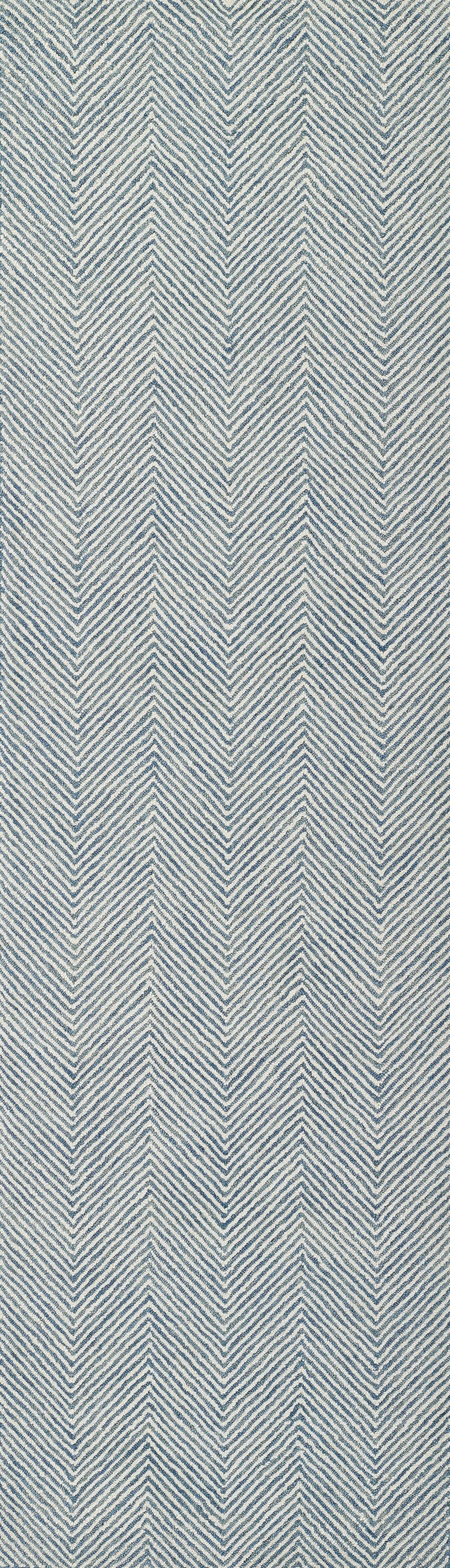 Charles CHR-1 Blue Area Rug featuring a blue and white hand-tufted wool herringbone pattern.