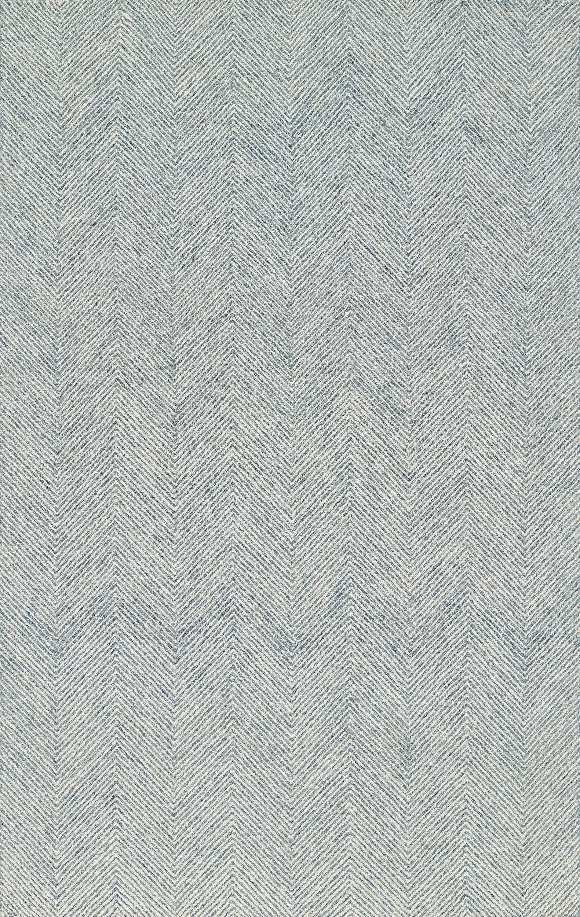 Charles CHR-1 Blue Area Rug with a classic herringbone zig-zag pattern in blue and white.