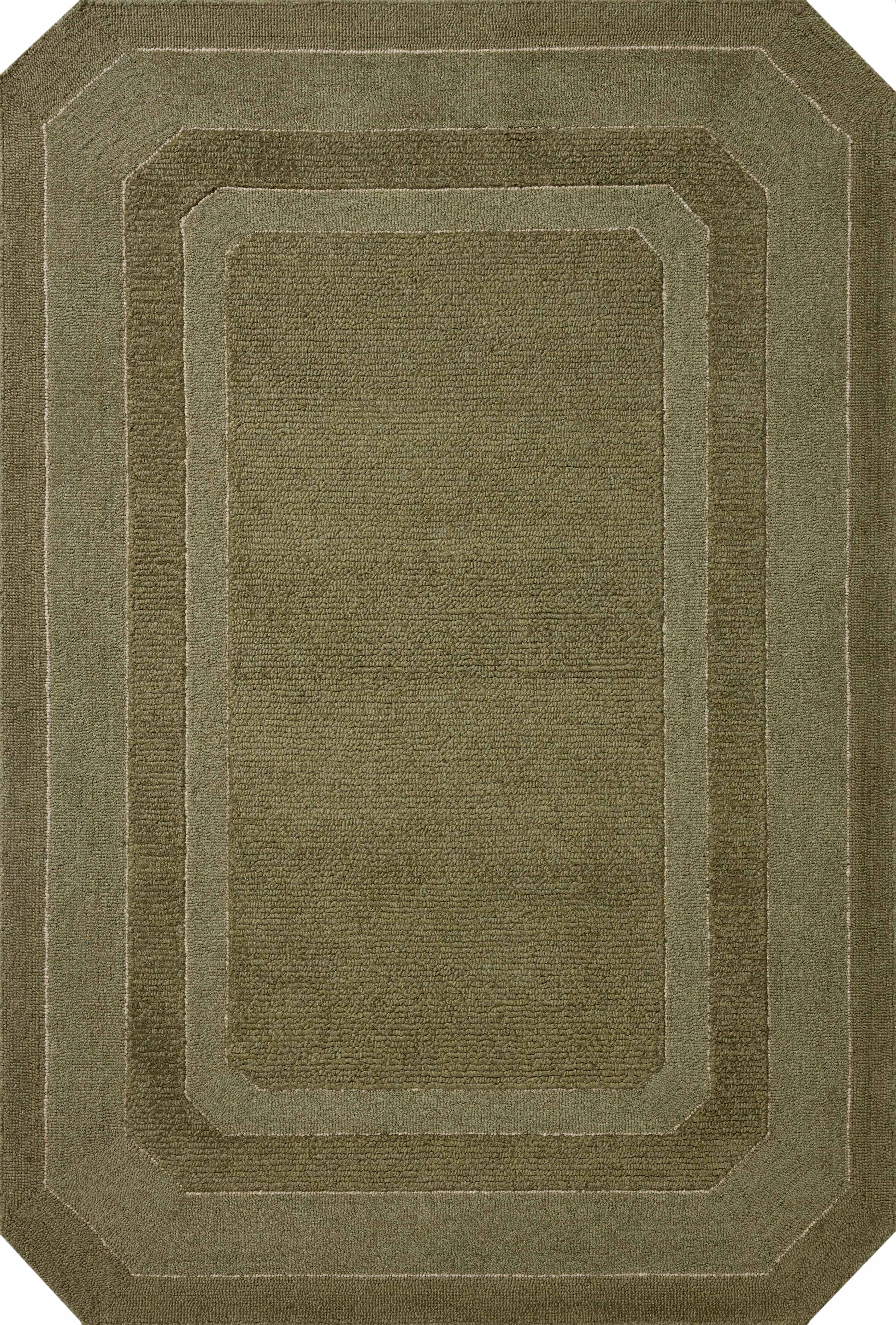 The Clayton CLN-01 Olive Area Rug is a hand-tufted wool area rug that radiates earthy olive charm and traditional elegance