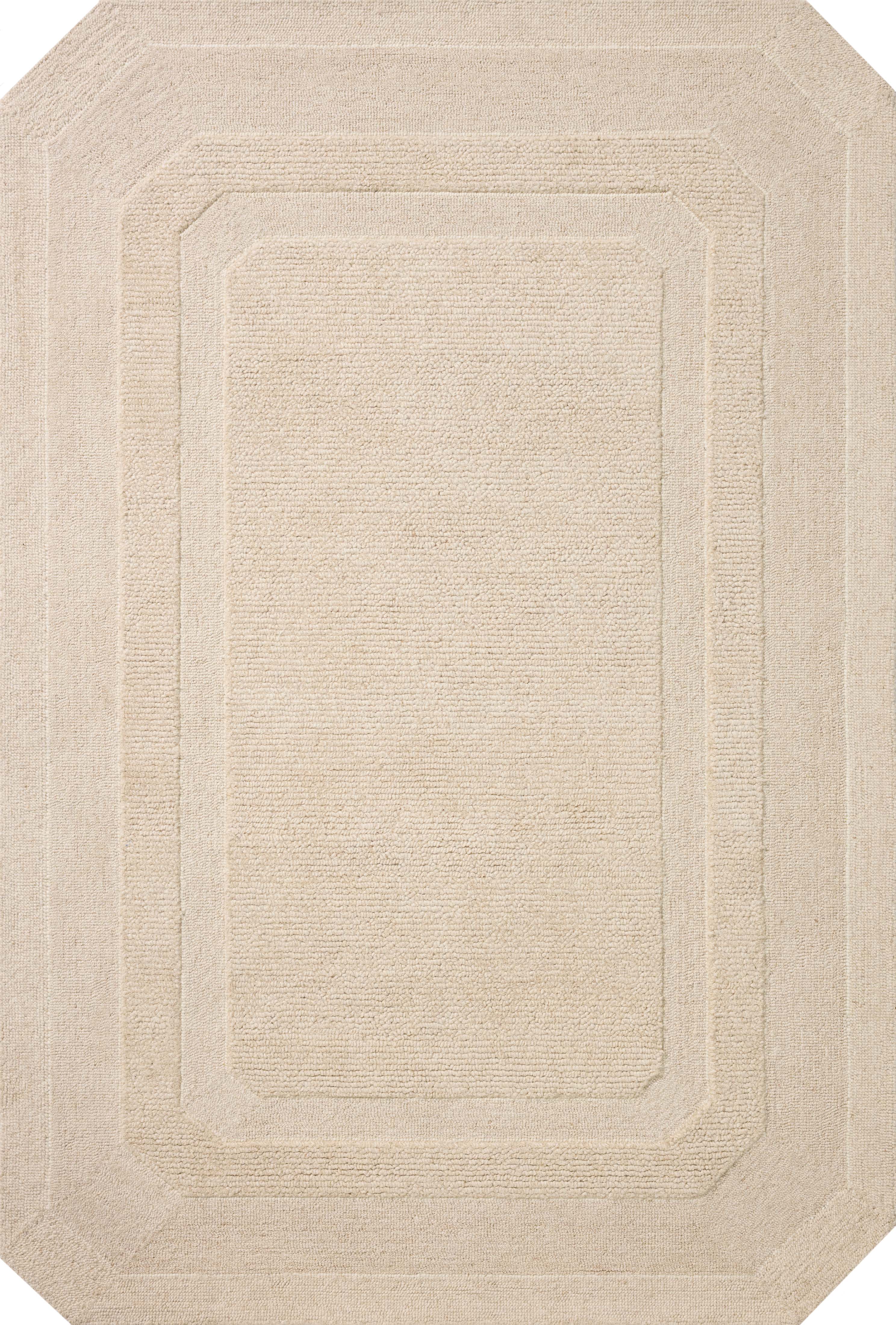 Layered in cozy oatmeal hues with traditional patterns, the Clayton CLN-01 Oatmeal Area Rug is a hand-tufted wool area rug perfect for any setting