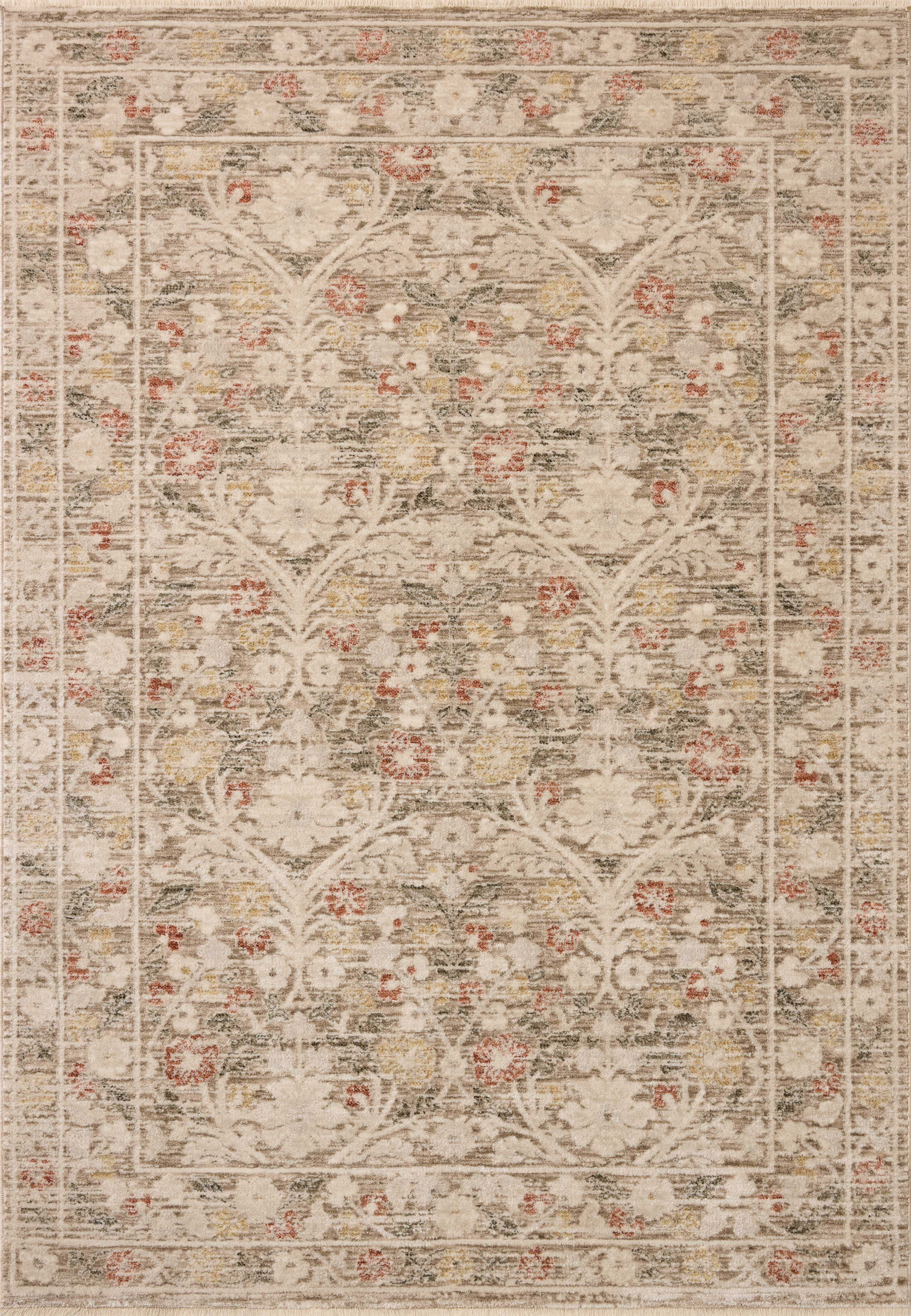 The Clarisse CLS-01 Grey / Multi Area Rug offers elegant grey and vibrant multi-toned sophistication and traditional and floral charm in a power-loomed polyester area rug