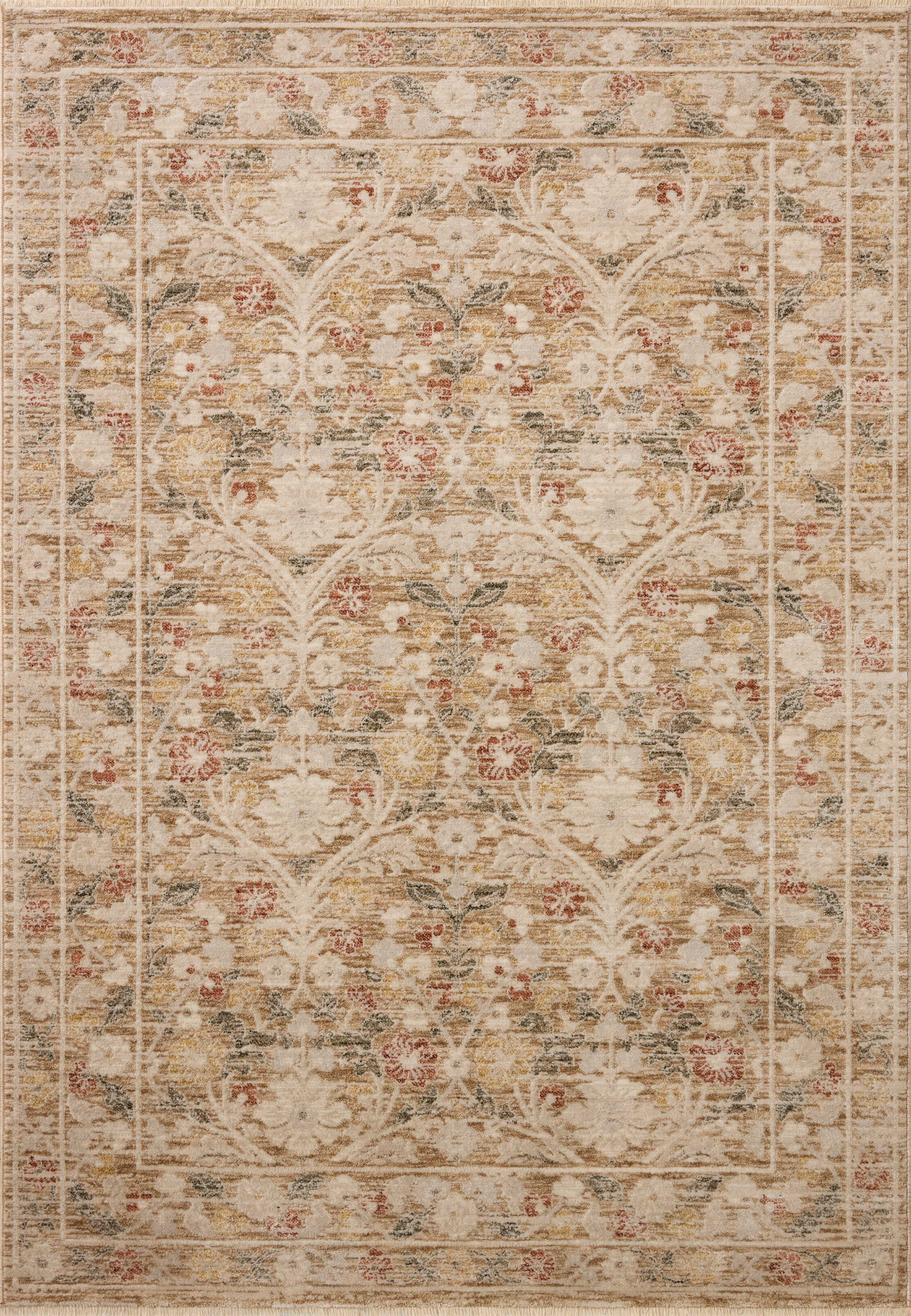 Expertly crafted as a power-loomed polyester area rug with traditional and floral artistry, the Clarisse CLS-01 Sand / Multi Area Rug captures sandy and vibrant multi-toned tones beautifully