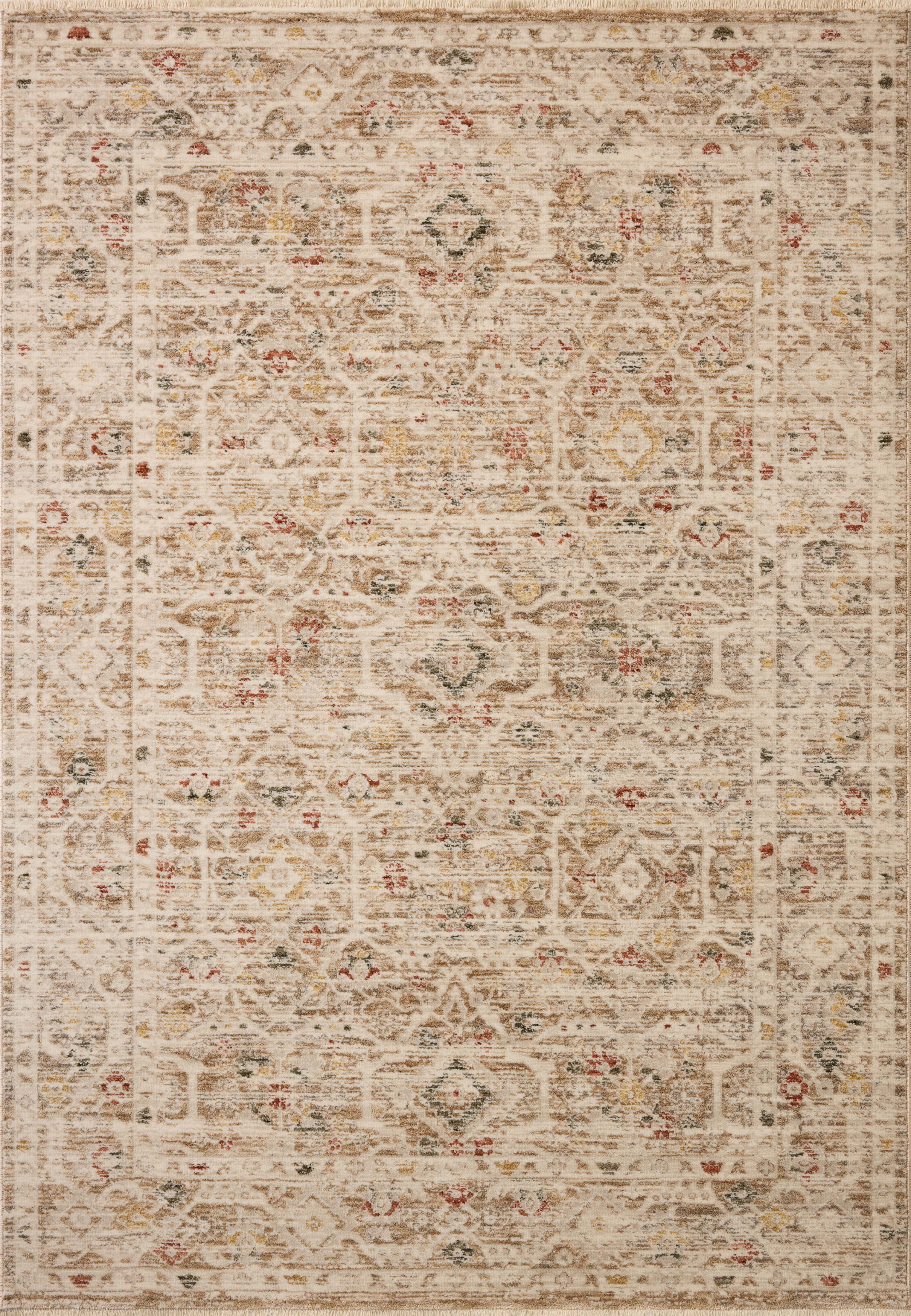 A power-loomed polyester area rug in warm natural and vibrant multi-toned tones with traditional and floral motifs, the Clarisse CLS-08 Natural / Multi Area Rug grounds your room beautifully