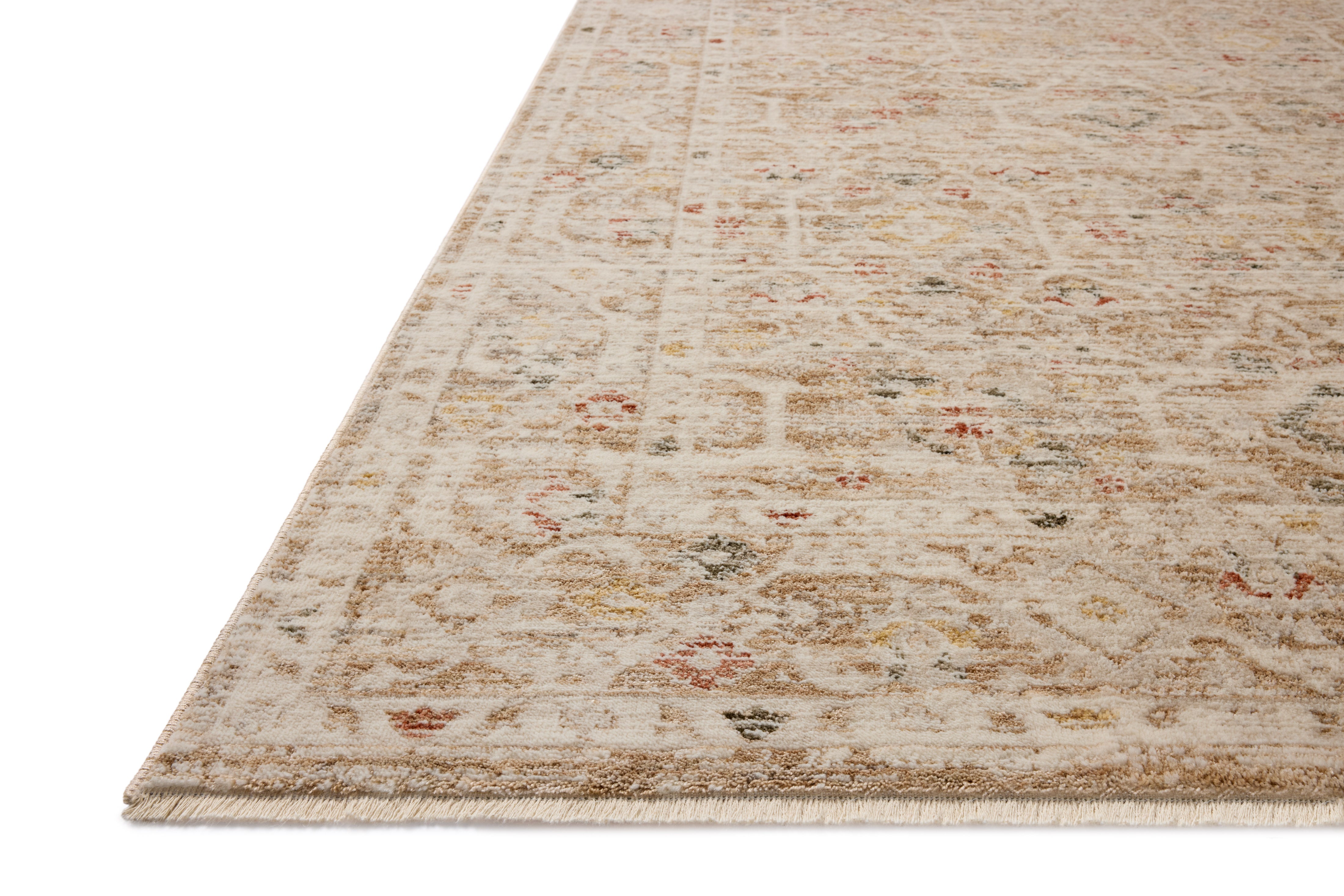 A power-loomed polyester area rug in warm natural and vibrant multi-toned tones with traditional and floral motifs, the Clarisse CLS-08 Natural / Multi Area Rug grounds your room beautifully