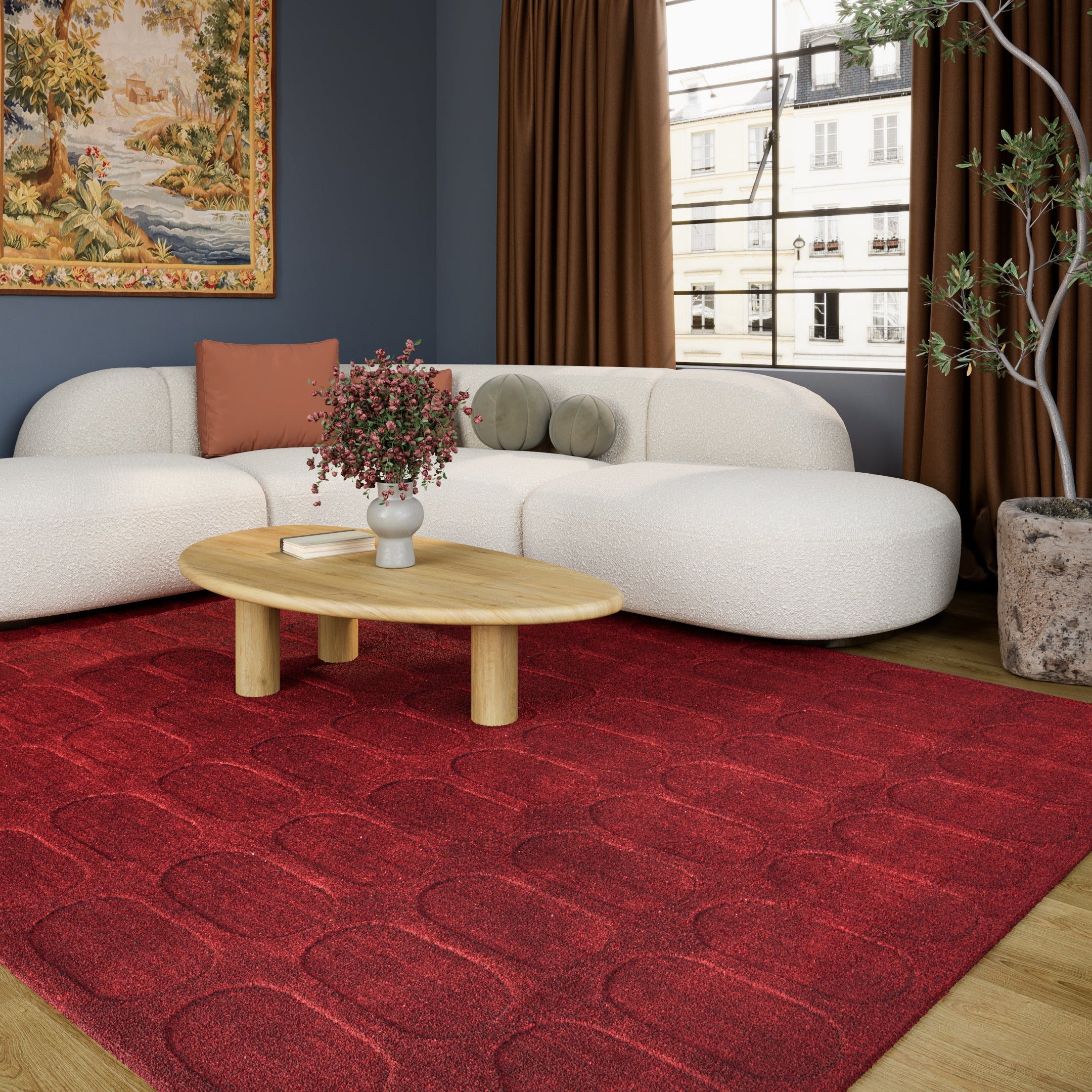 Momeni Contour CON-2 Burgundy Hand Woven Area Rug