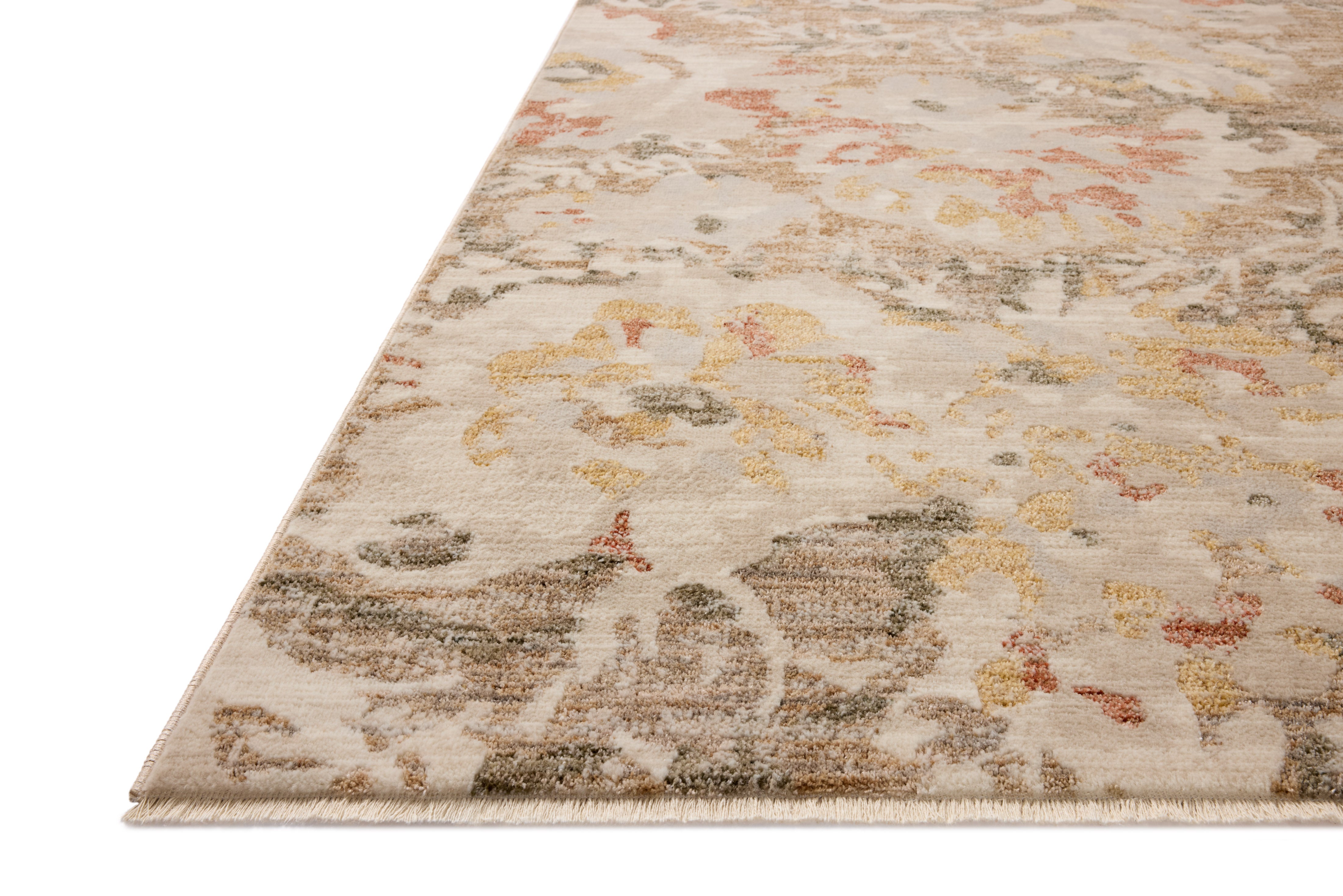 The Eileen ELE-02 Mist / Sunset Area Rug showcases soft misty and glowing sunset tones in a power-loomed polypropylene and polyester area rug with botanical style