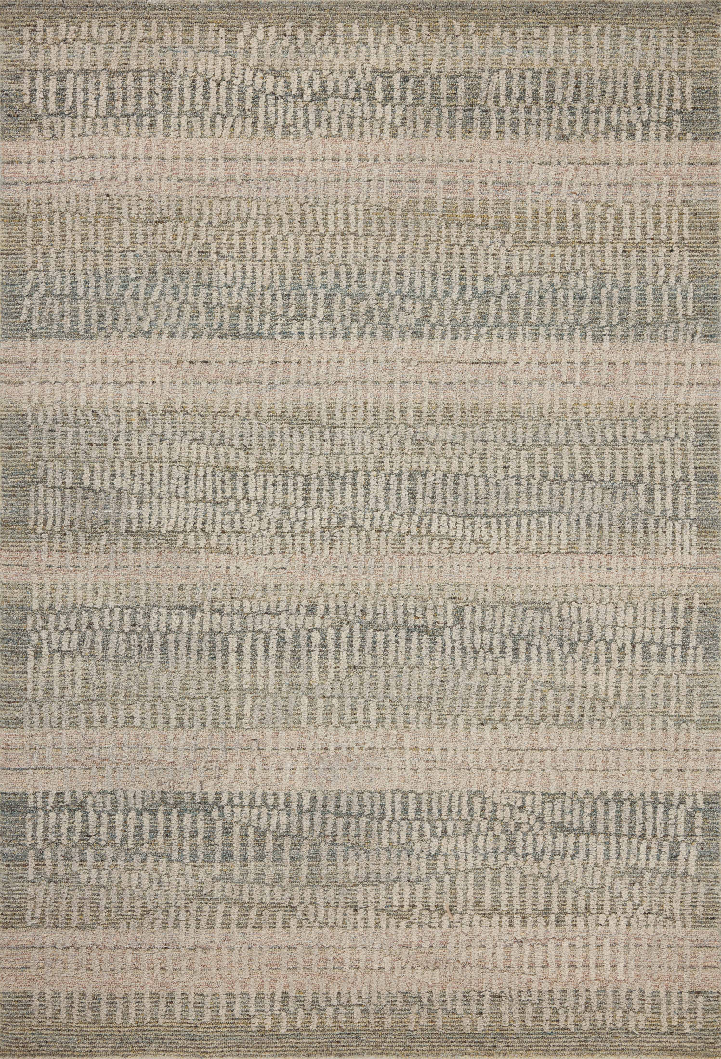 Designed with graphic and high-low textured artistry in earthy and delicate blush hues, the Elias ELA-02 Earth / Blush Area Rug is a hand-tufted wool area rug that stands out