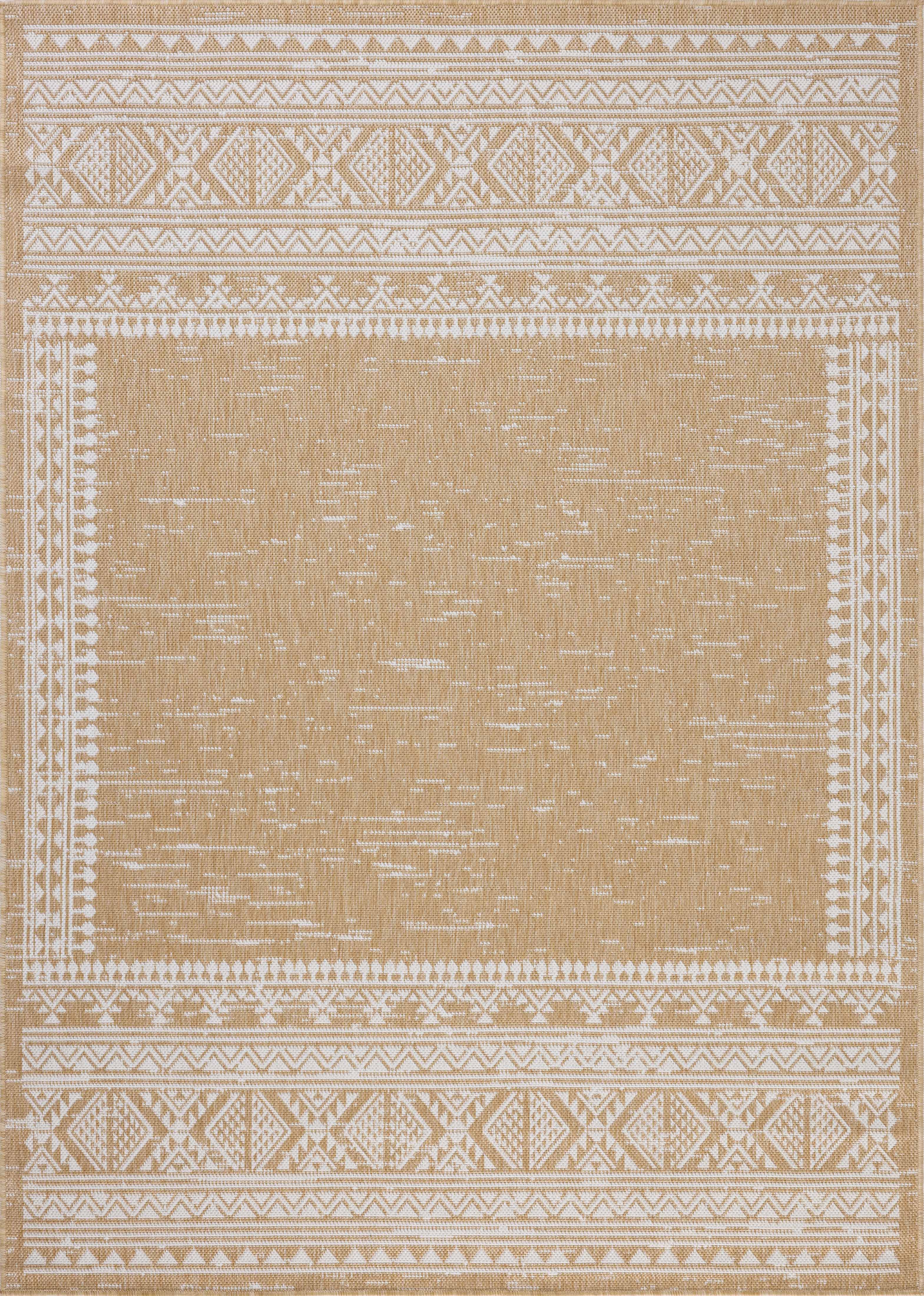 The Easton ESN-01 Ivory / Wheat Area Rug blends refined ivory and golden wheat tones into a power-loomed polypropylene area rug with timeless appeal