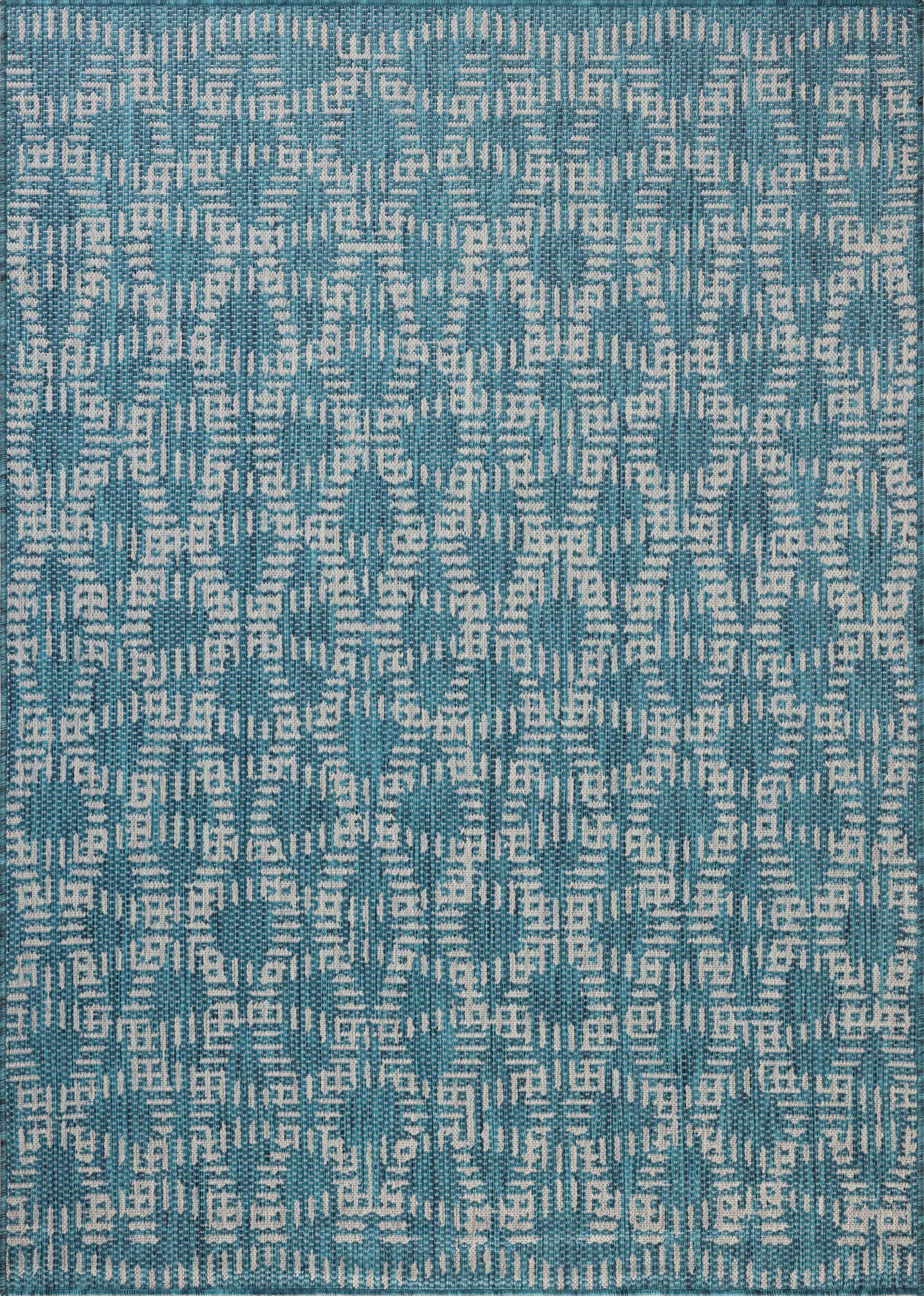 The Easton ESN-10 Fog / Teal Area Rug brings misty and vibrant teal character to your home in a power-loomed polypropylene area rug