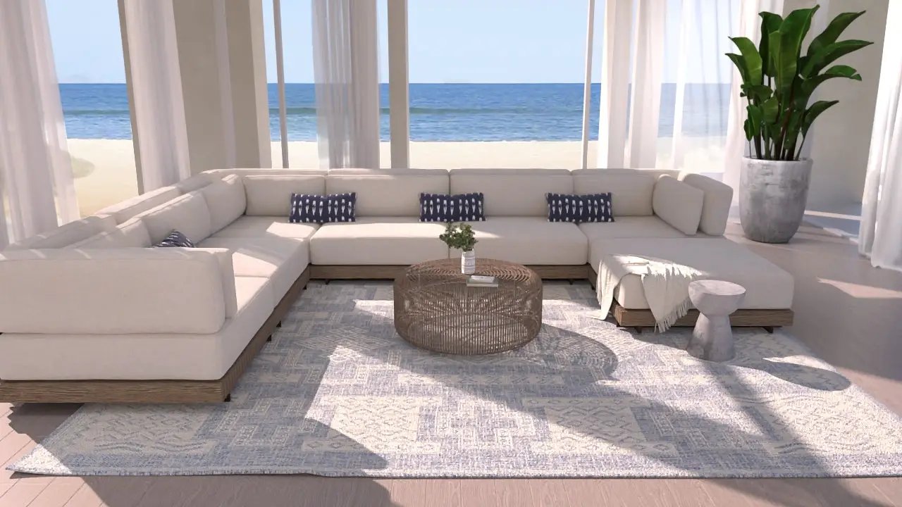 Hampton HAM-10 Blue Area Rug by Momeni