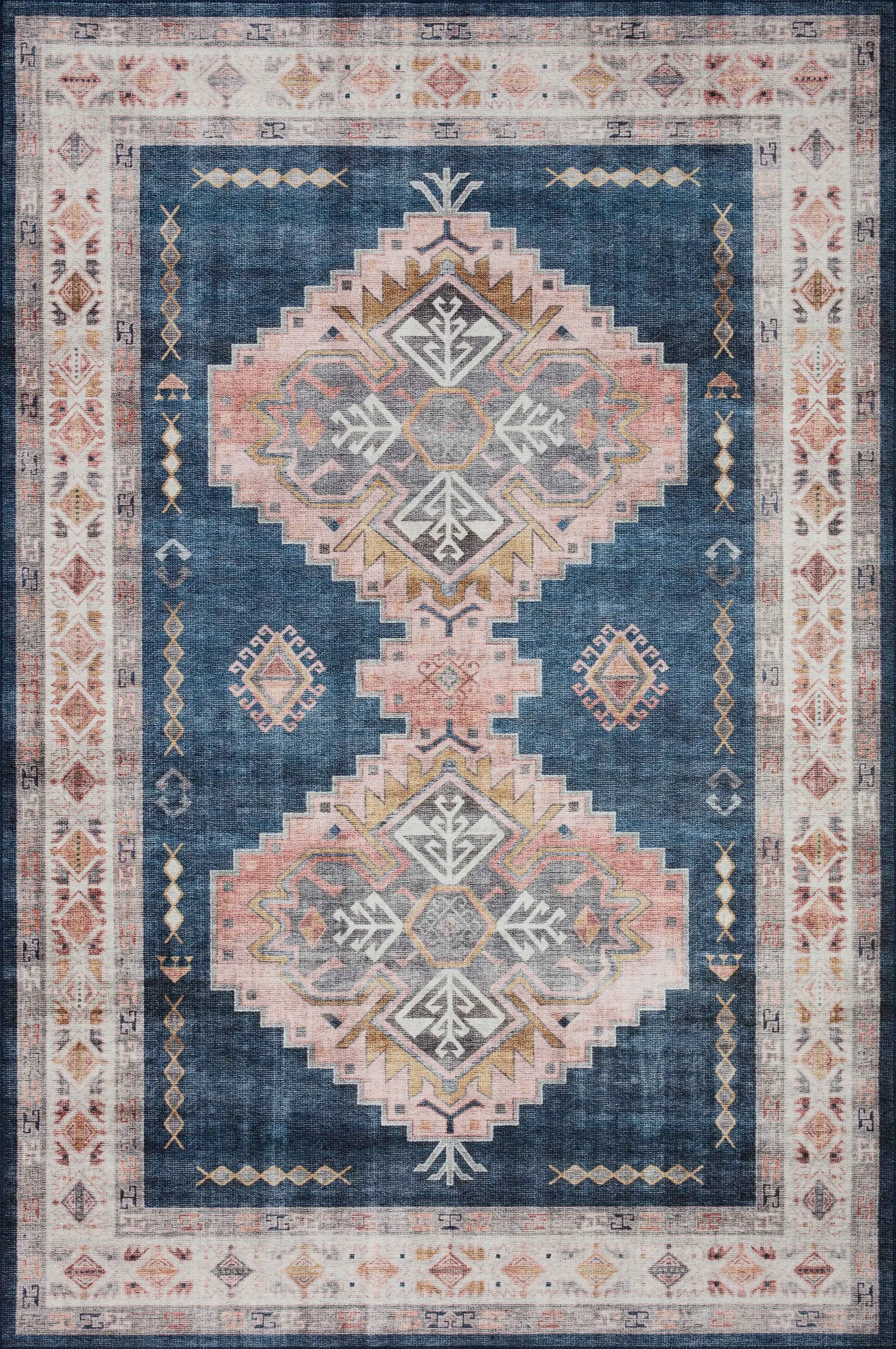 Heidi HEI-03 Denim / Blush Area Rug by Loloi