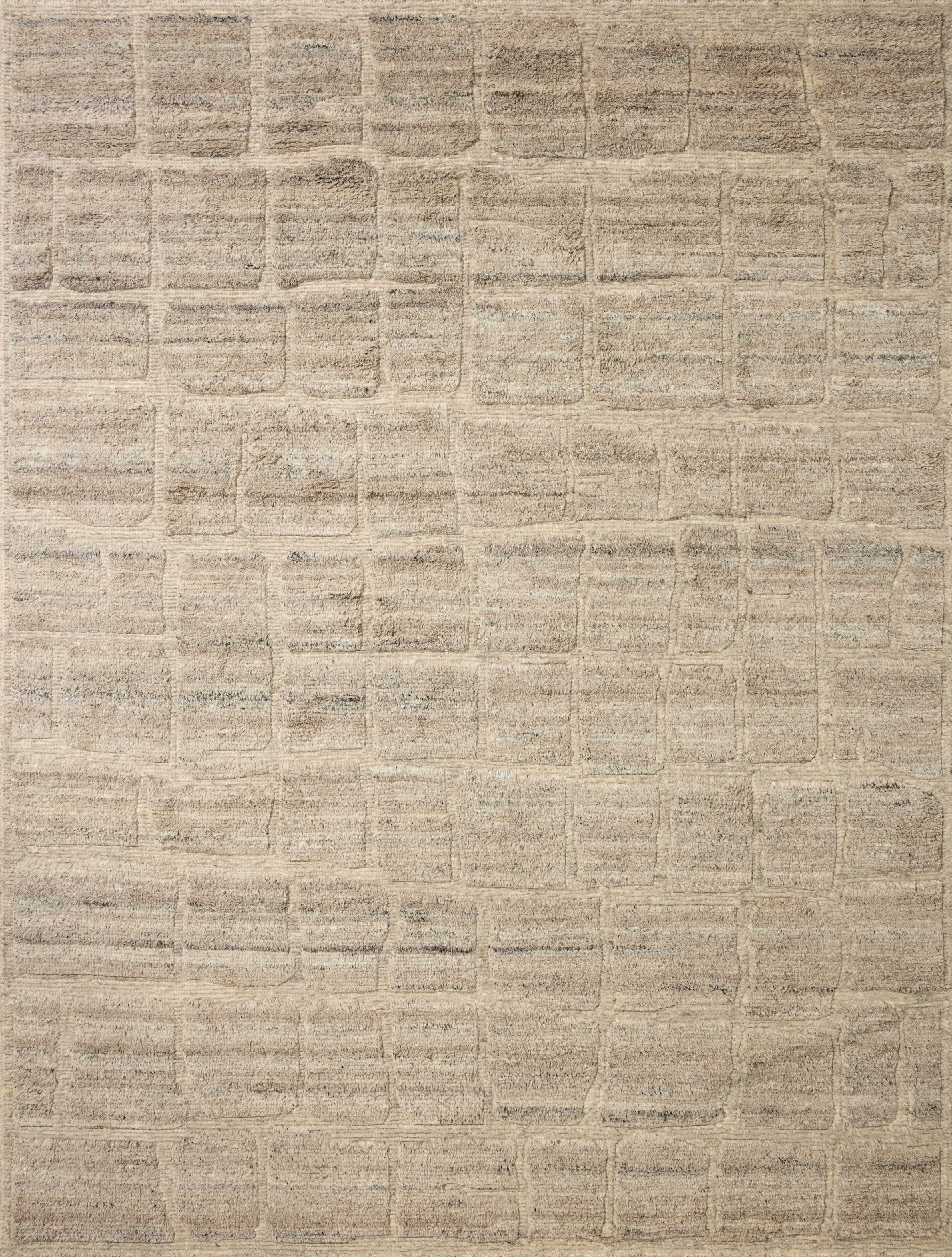 Dressed in gentle dove hues with graphic detail, the Hughes HUS-01 Dove Area Rug is a hand-knotted wool area rug that completes any room