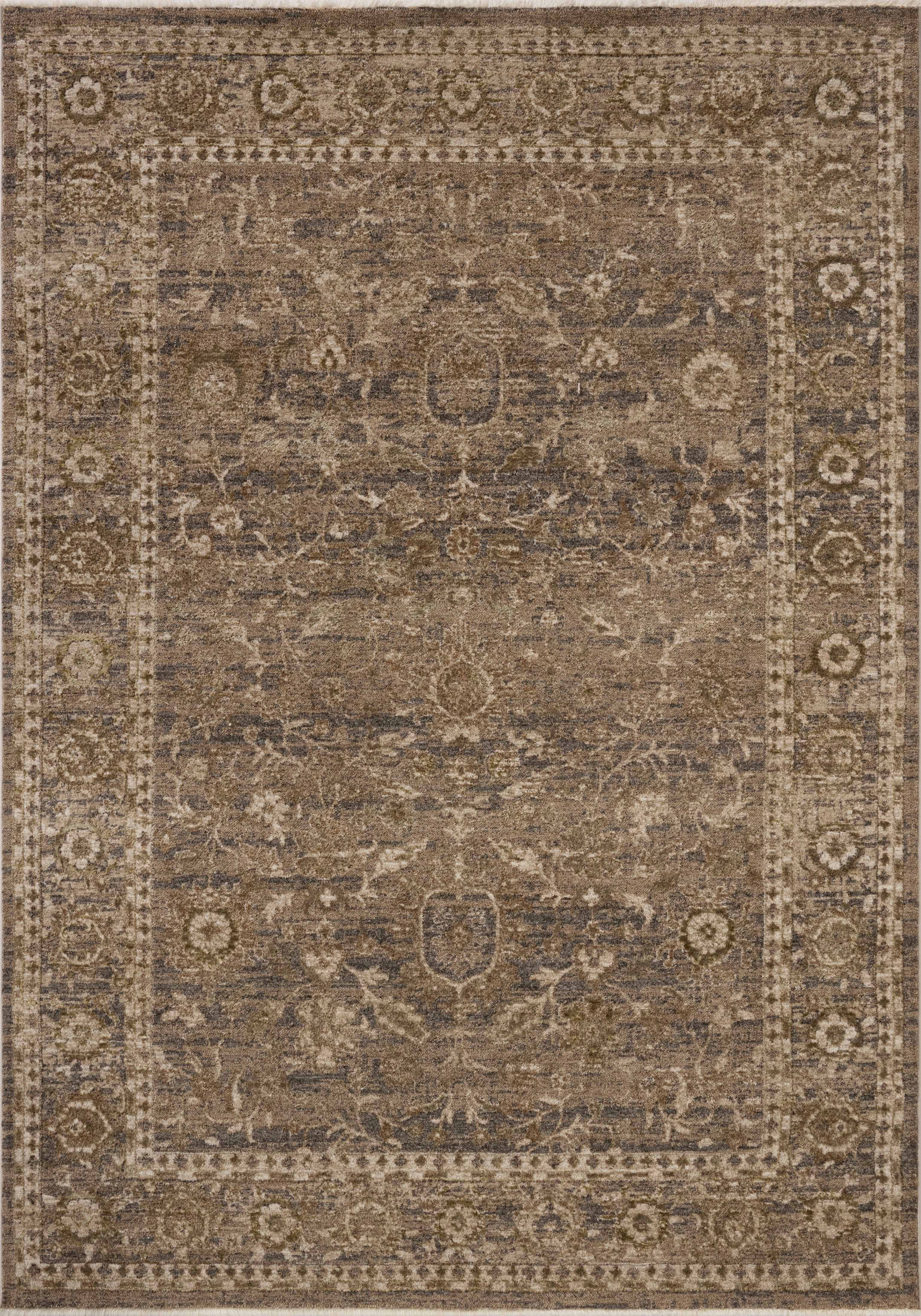 Rich in subtle pebble and deep charcoal hues with traditional and distressed detail, the Haywood HYD-02 Pebble / Charcoal Area Rug is a power-loomed polyester area rug built for style and comfort