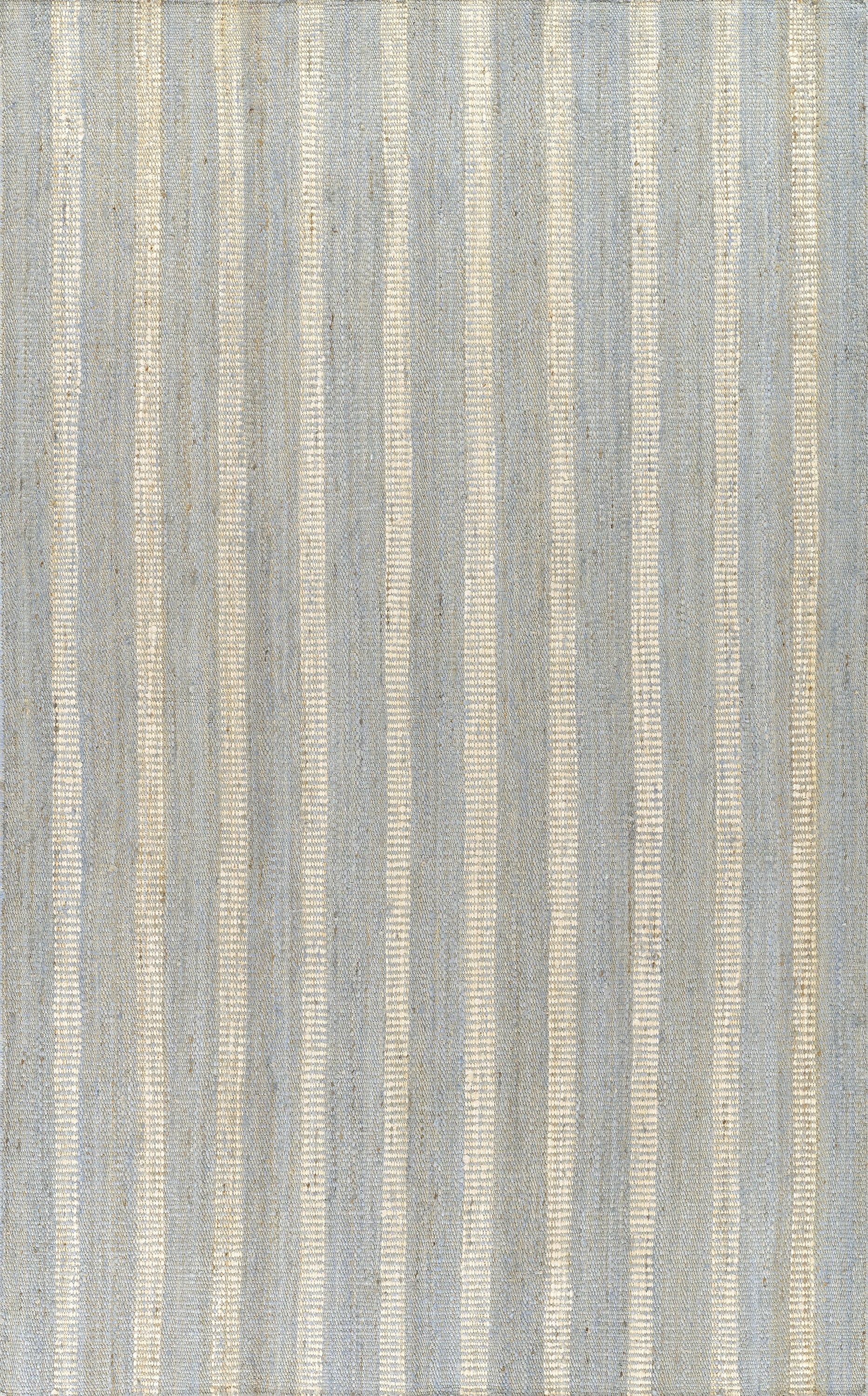 Jango JAN-1 Blue Area Rug, hand woven jute-cotton with white vertical stripe