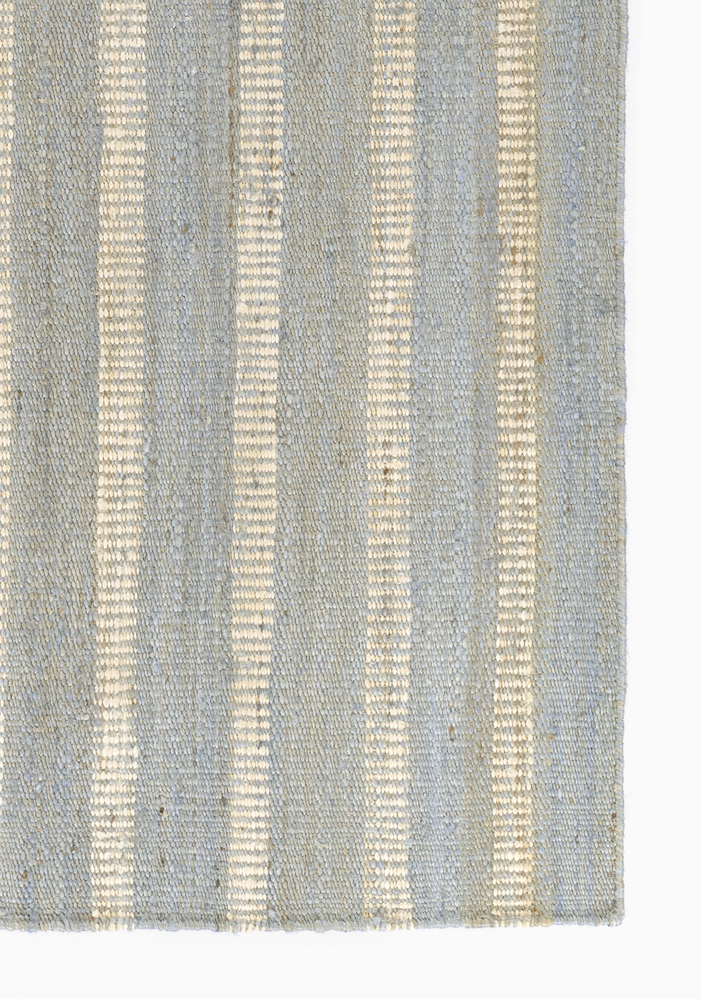 Jango JAN-1 Blue Area Rug, hand woven jute-cotton with white vertical stripe