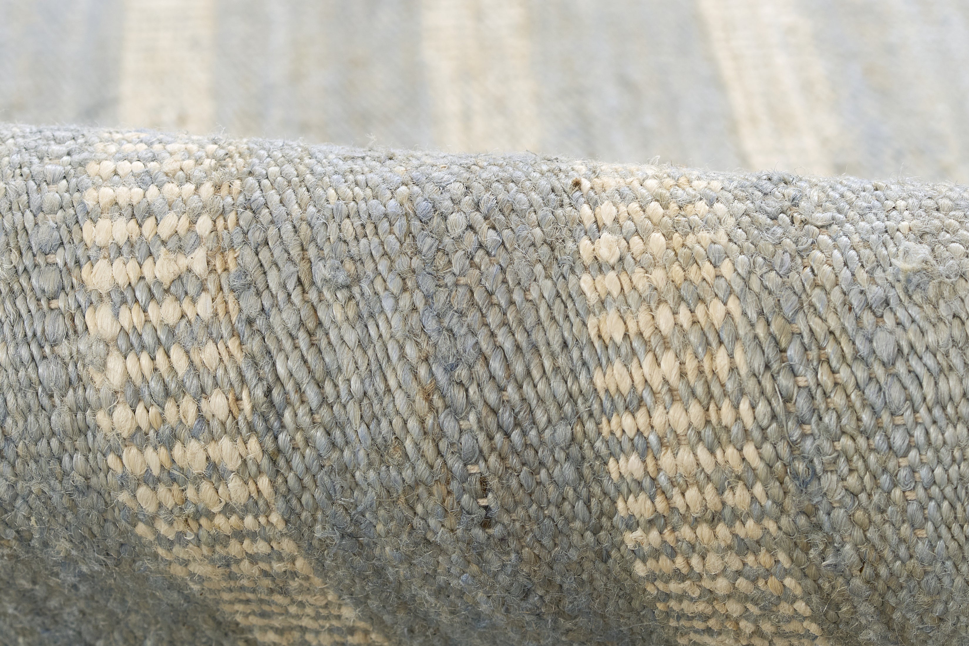 Jango JAN-1 Blue Area Rug, hand woven jute-cotton with white vertical stripe