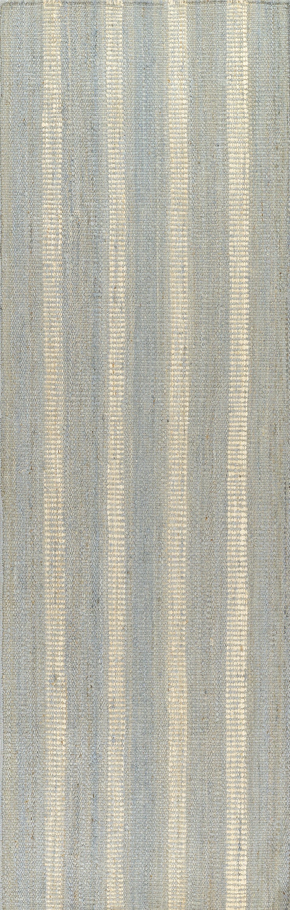 Jango JAN-1 Blue Area Rug, hand woven jute-cotton with white vertical stripe