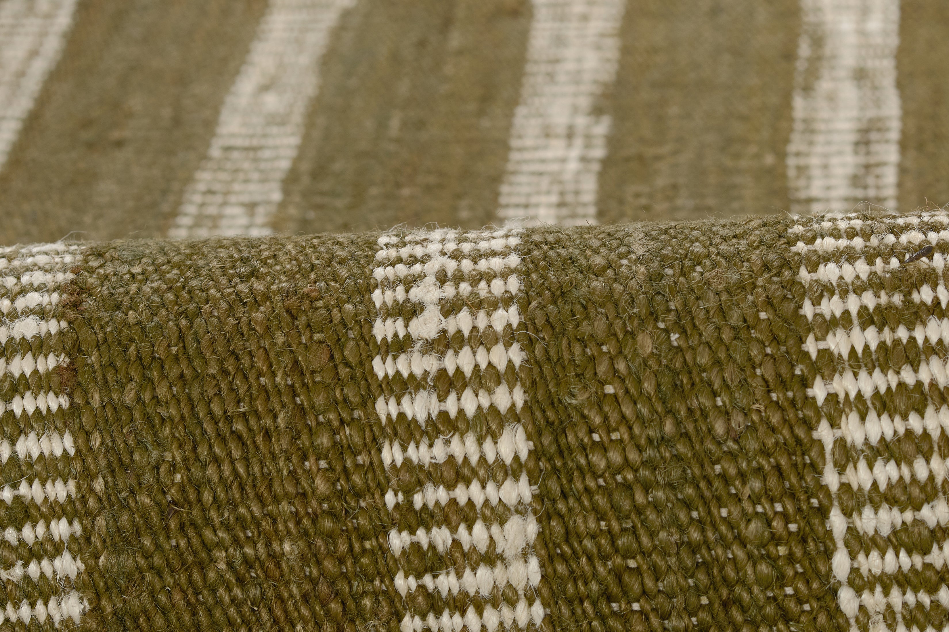 Jango JAN-1 Green Area Rug, natural jute and cotton blend with crisp stripe motif