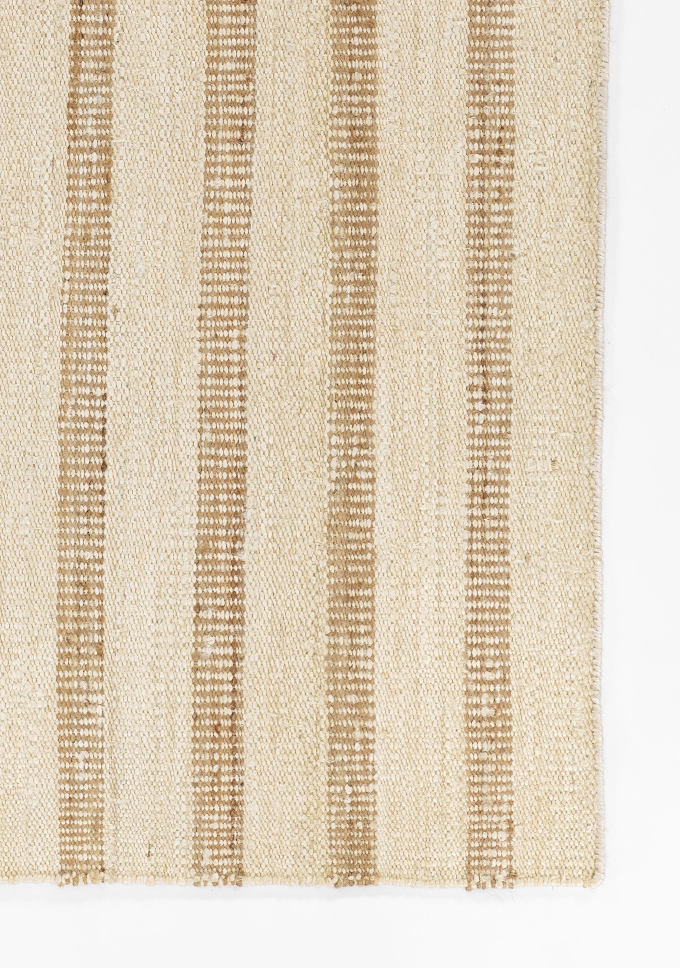 Jango JAN-1 Ivory Area Rug, hand woven jute-cotton with camel-toned stripe accent