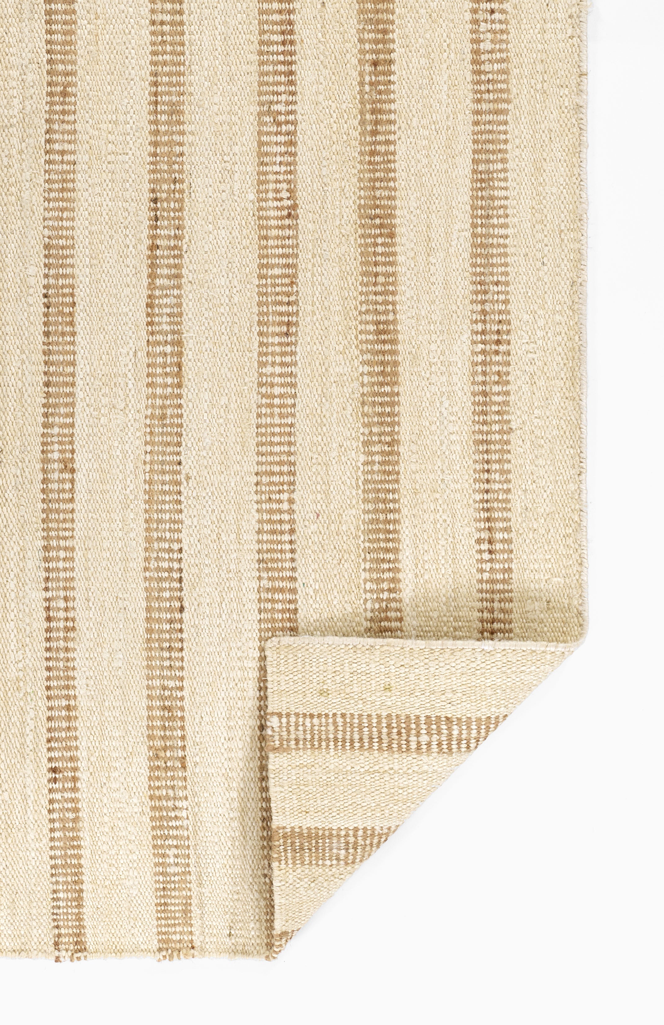 Jango JAN-1 Ivory Area Rug, hand woven jute-cotton with camel-toned stripe accent